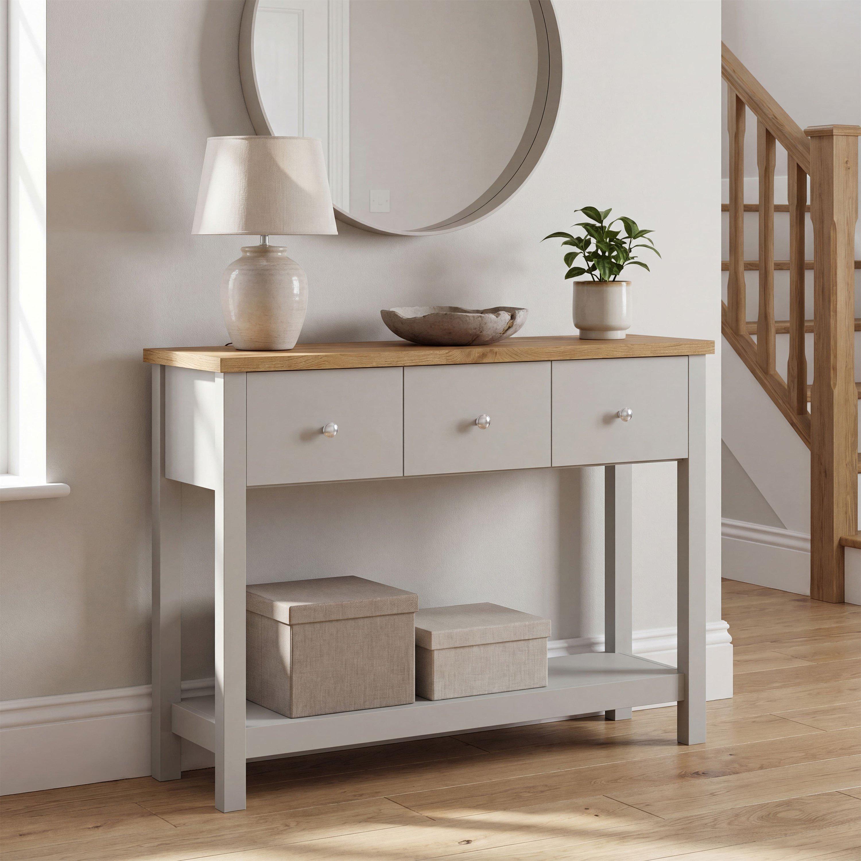 Grey - Lassic - Vida Designs Arlington 3 Drawer Console Table - 1