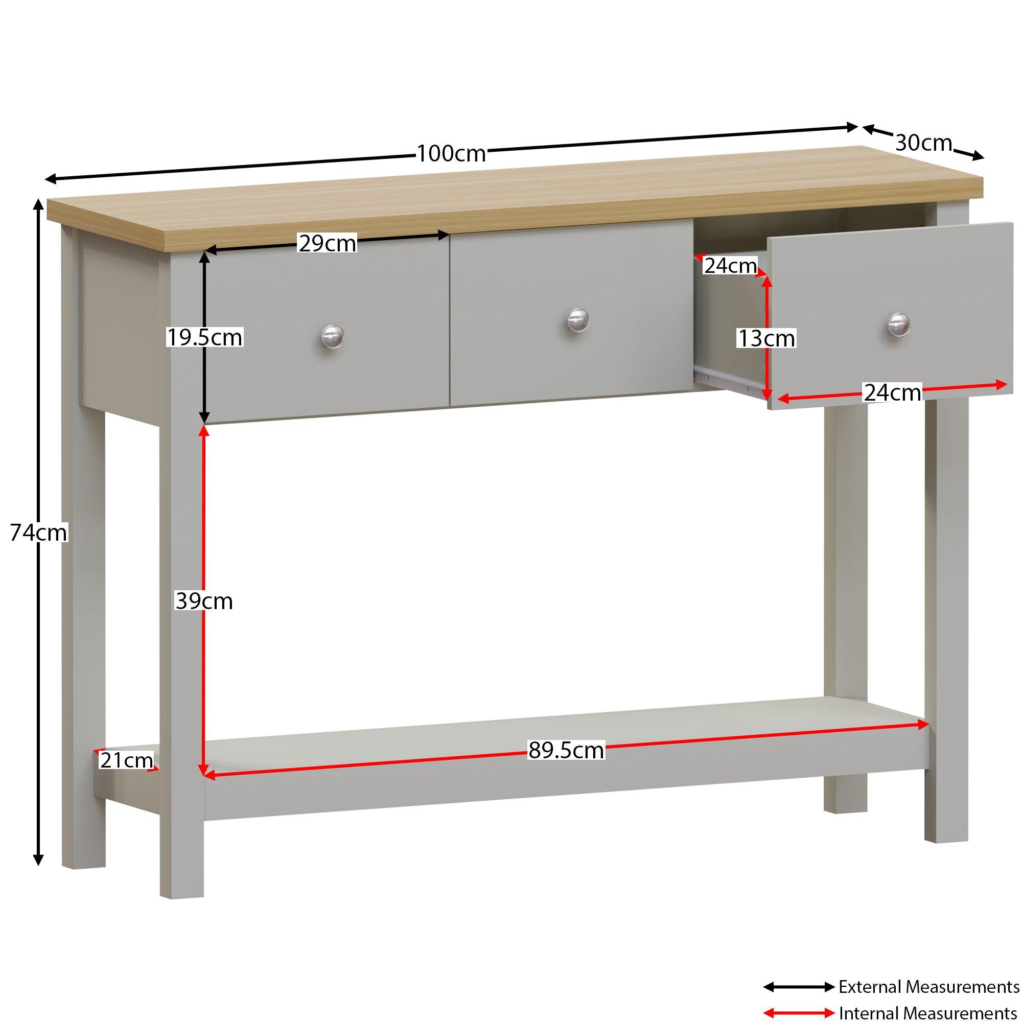 Grey - Lassic - Vida Designs Arlington 3 Drawer Console Table - 2