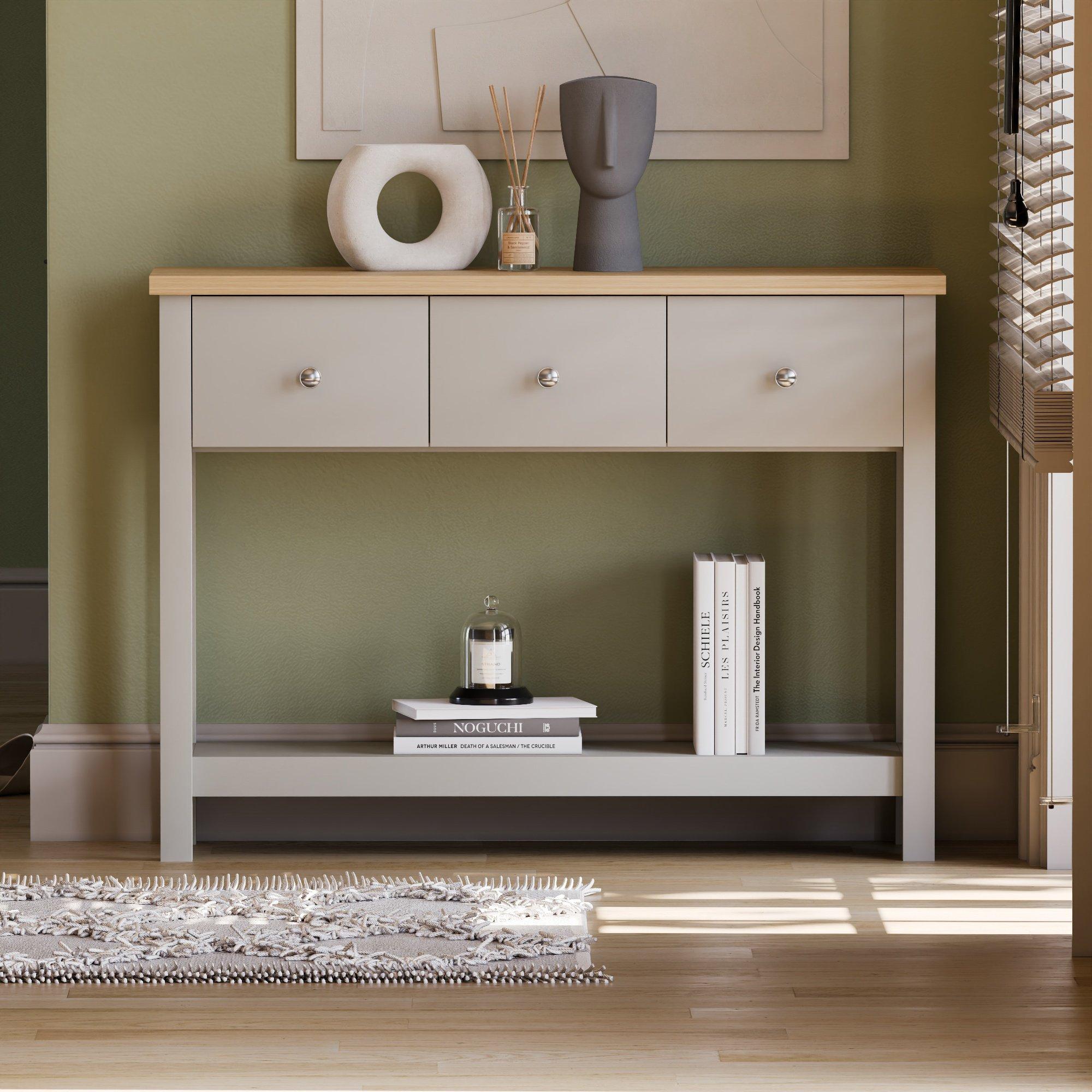 Grey - Lassic - Vida Designs Arlington 3 Drawer Console Table - 3