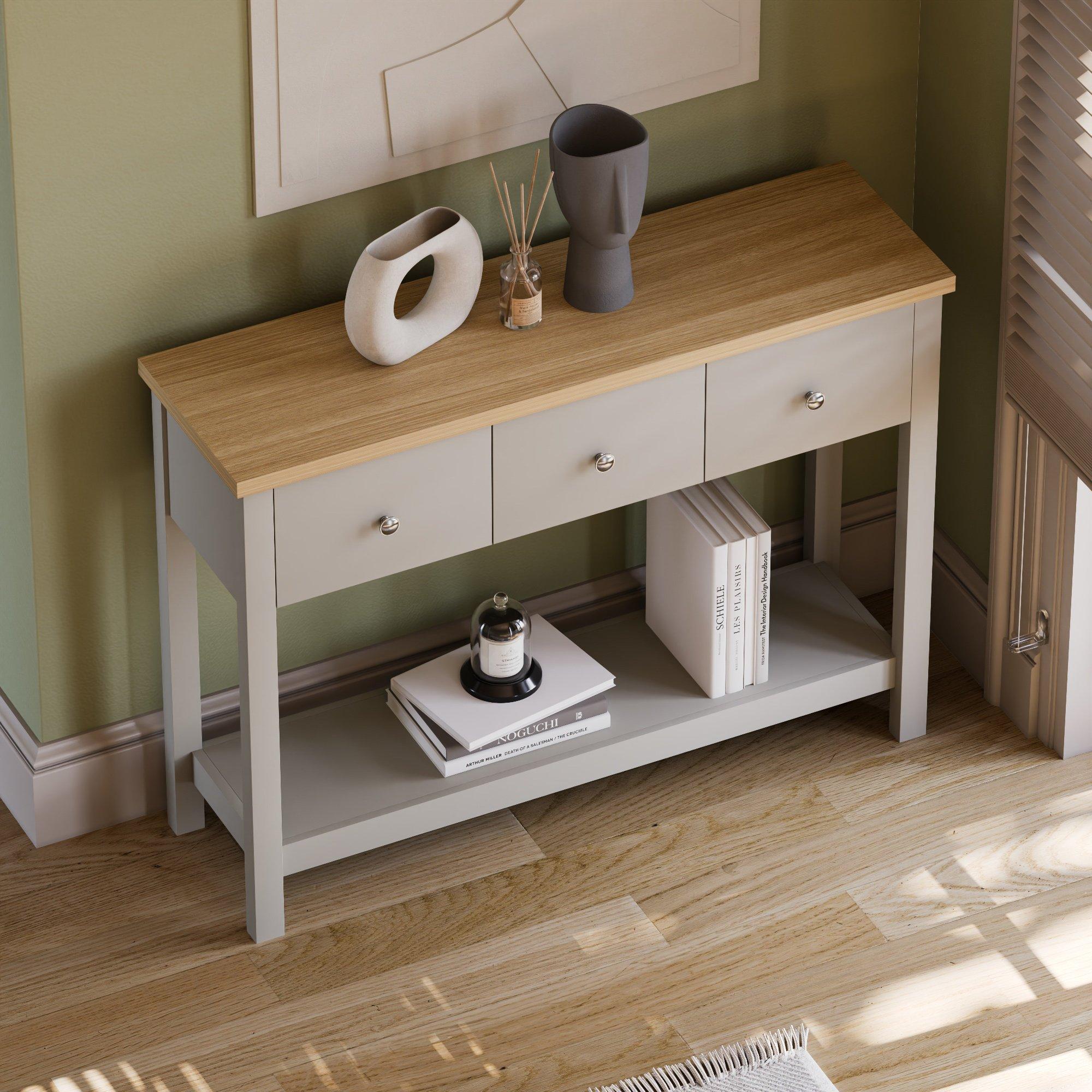 Grey - Lassic - Vida Designs Arlington 3 Drawer Console Table - 4