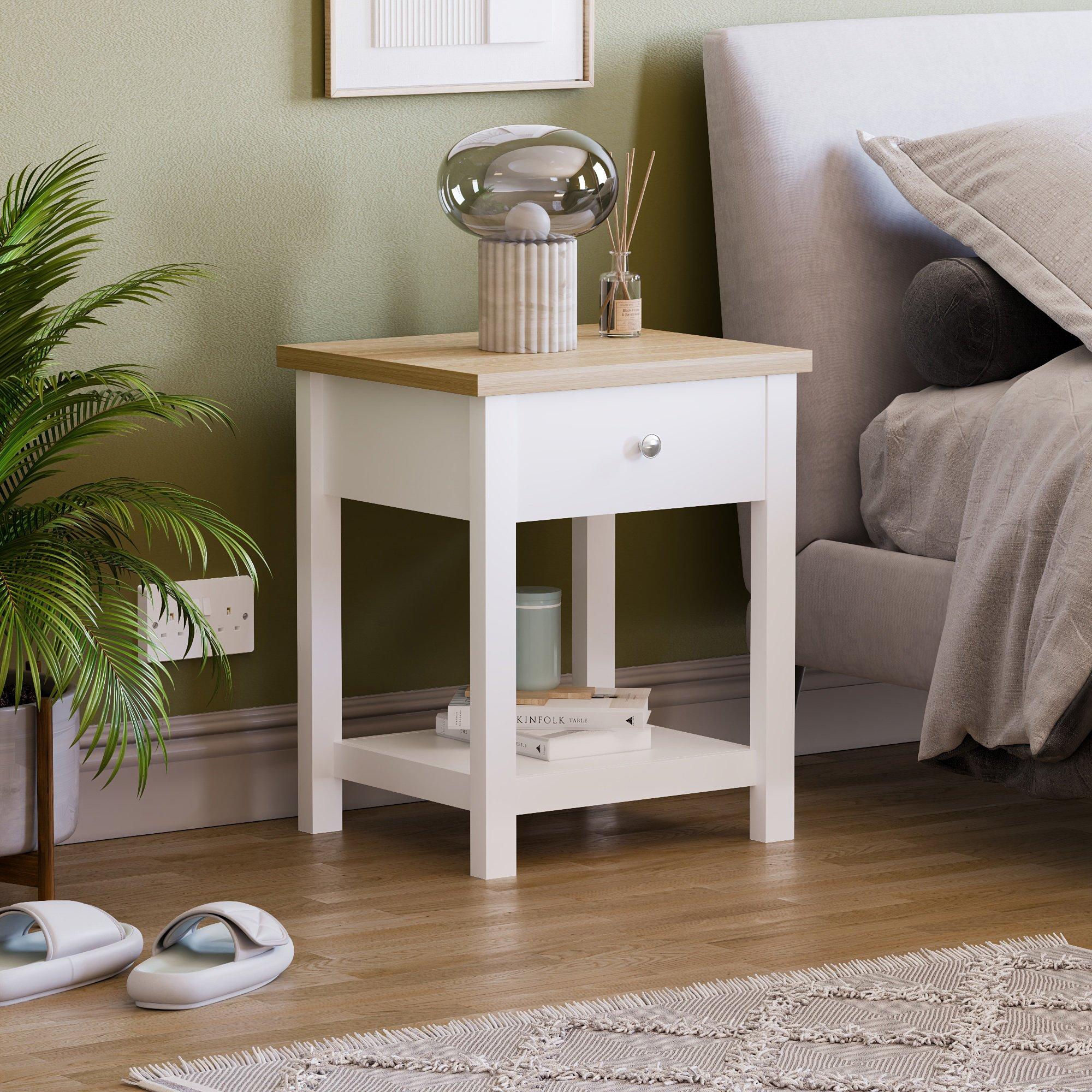 Lassic  White Vida Designs Arlington 1 Drawer Side Table, Sports Direct - Image 3