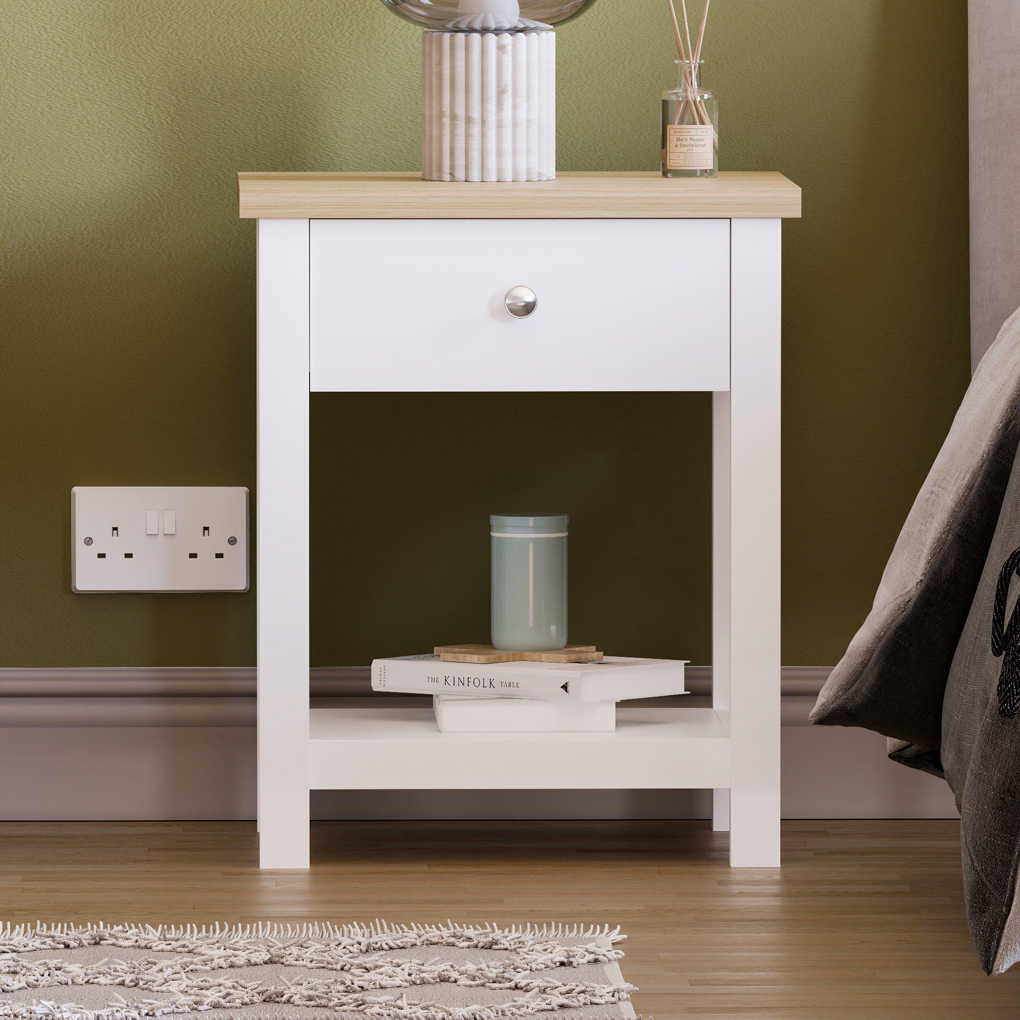 White - Lassic - Vida Designs Arlington 1 Drawer Side Table - 3