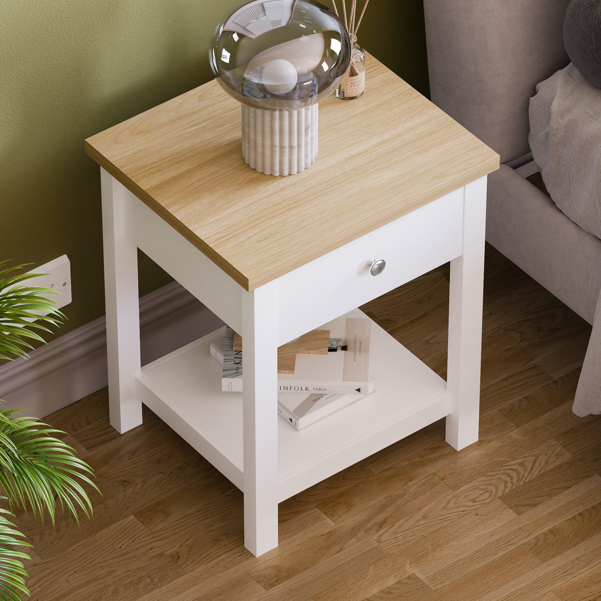 White - Lassic - Vida Designs Arlington 1 Drawer Side Table - 4