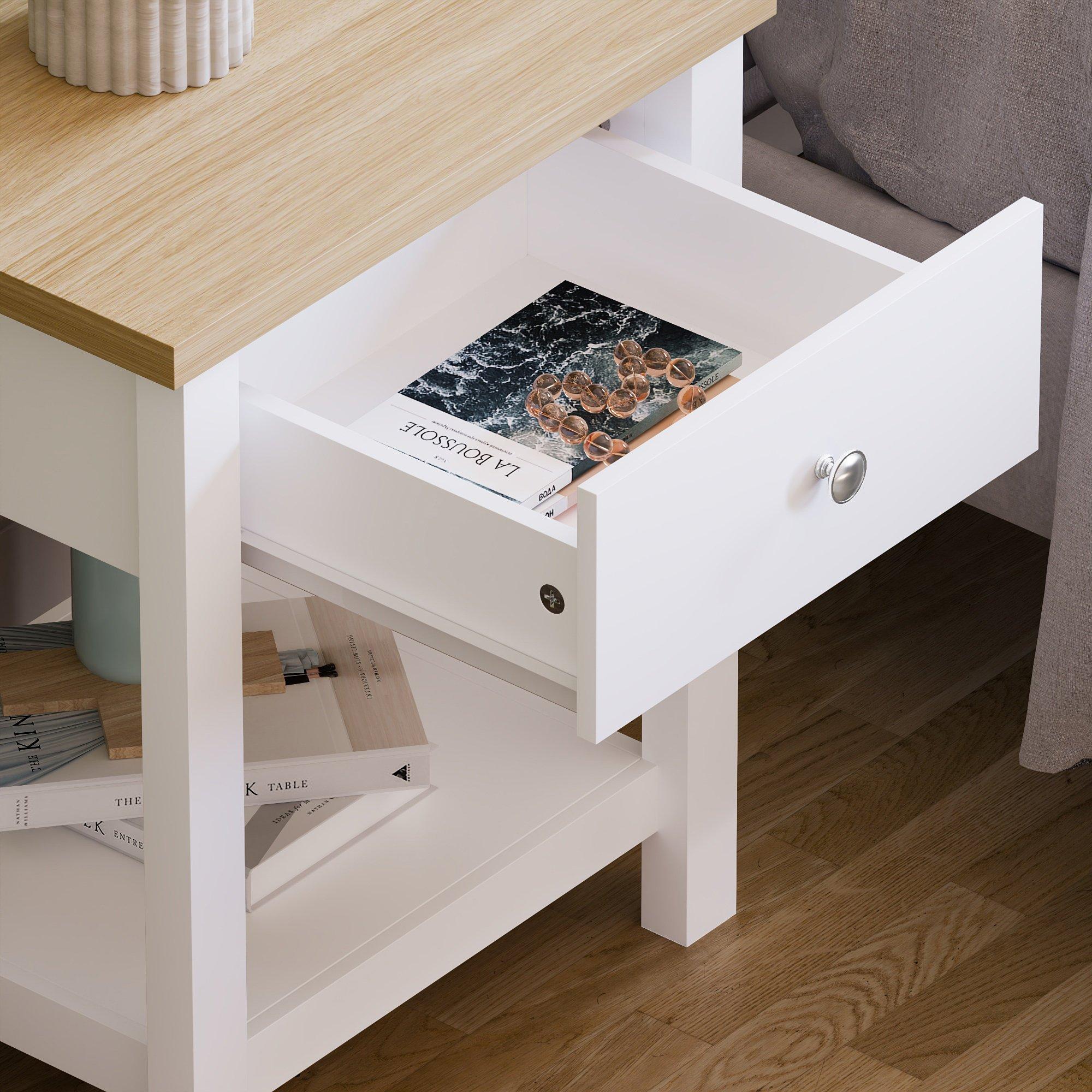 White - Lassic - Vida Designs Arlington 1 Drawer Side Table - 5