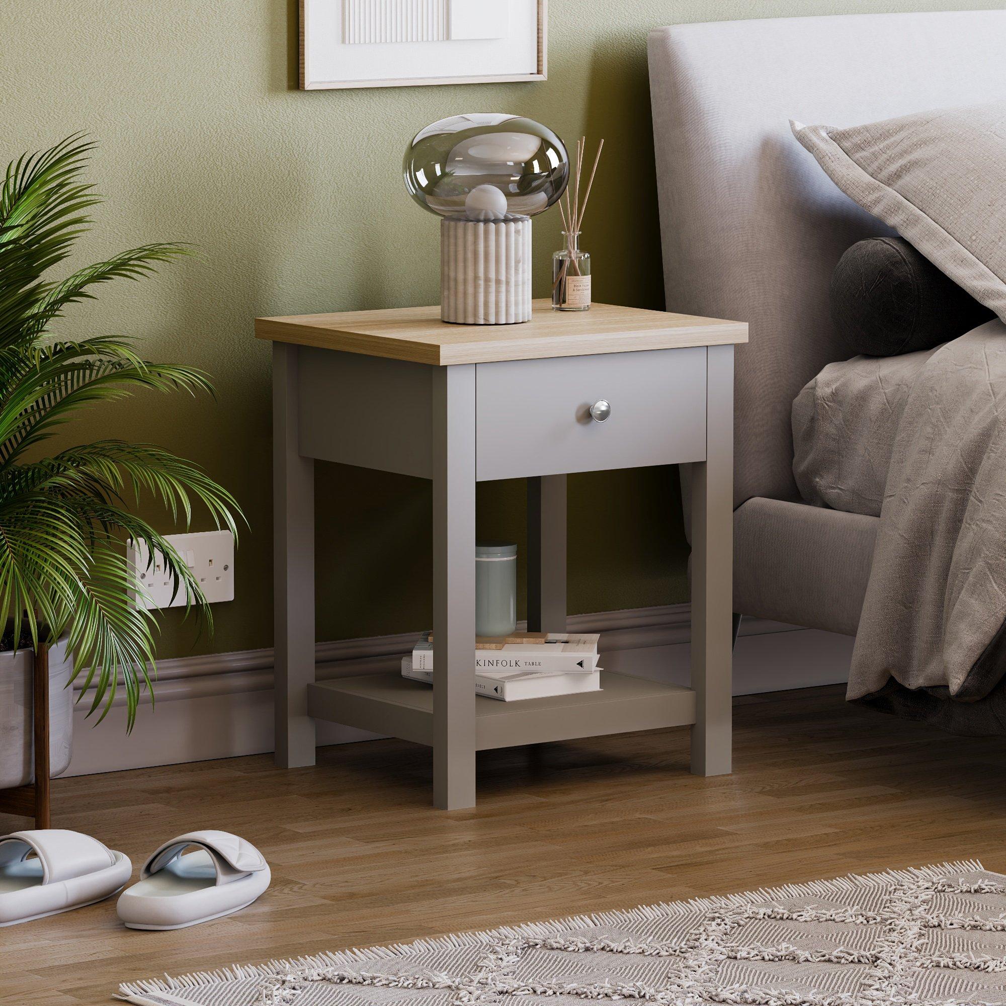 Lassic  Vida Designs Arlington 1 Drawer Side Table - Grey - 1 Drawer