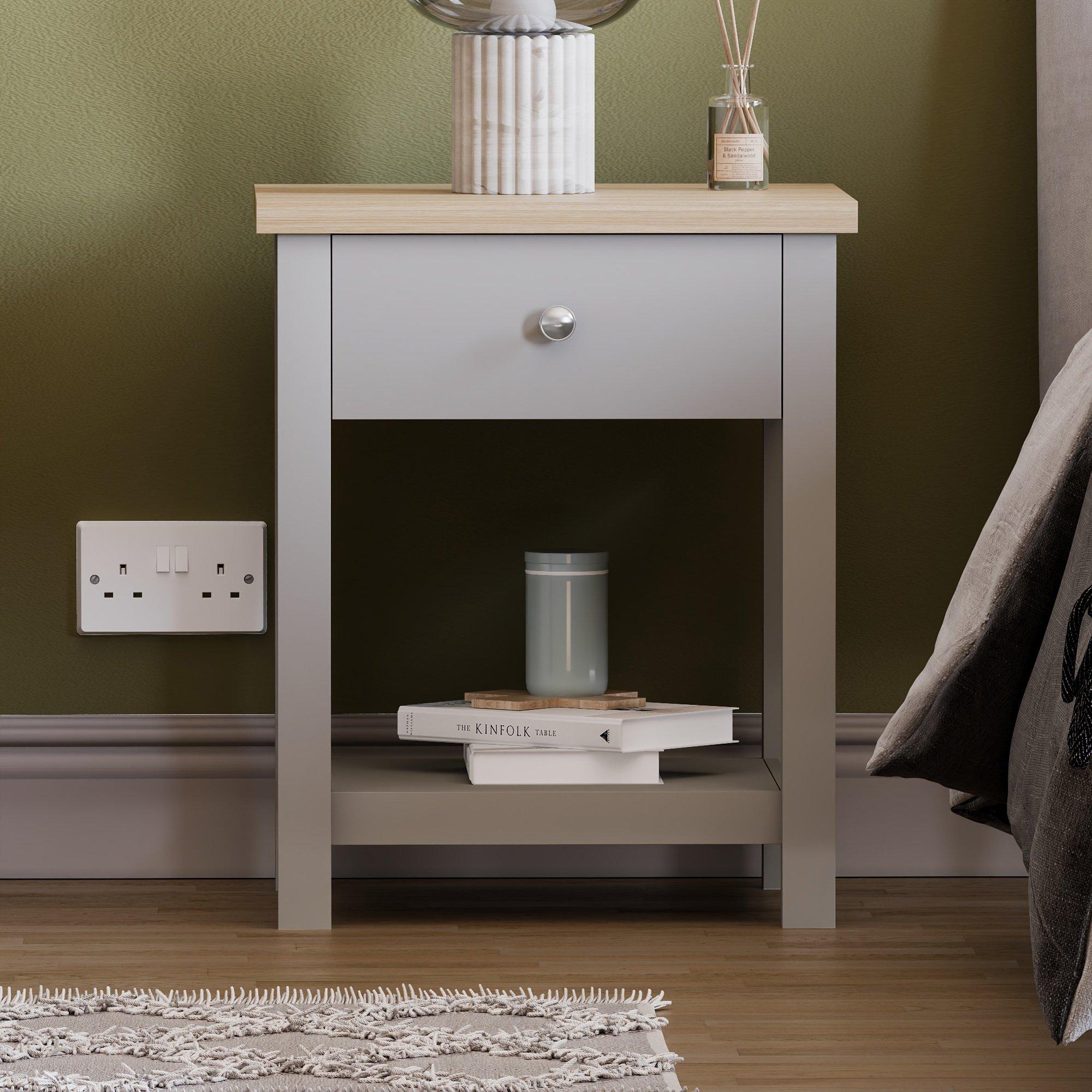 Grey - Lassic - Vida Designs Arlington 1 Drawer Side Table - 3