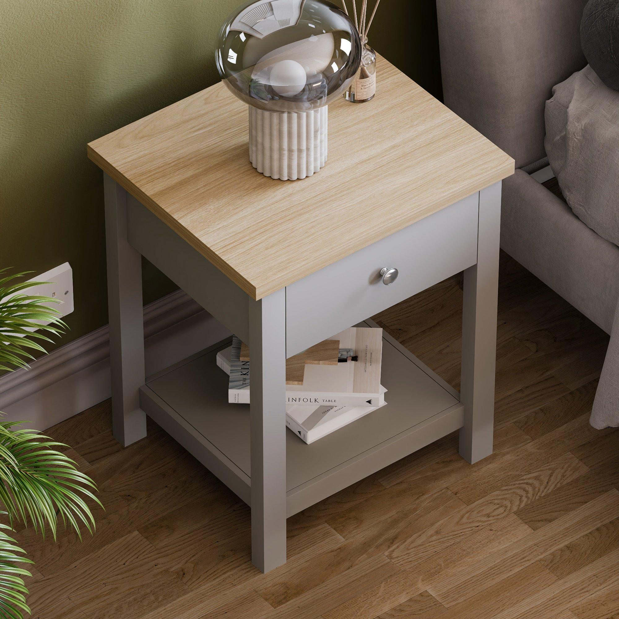 Grey - Lassic - Vida Designs Arlington 1 Drawer Side Table - 4
