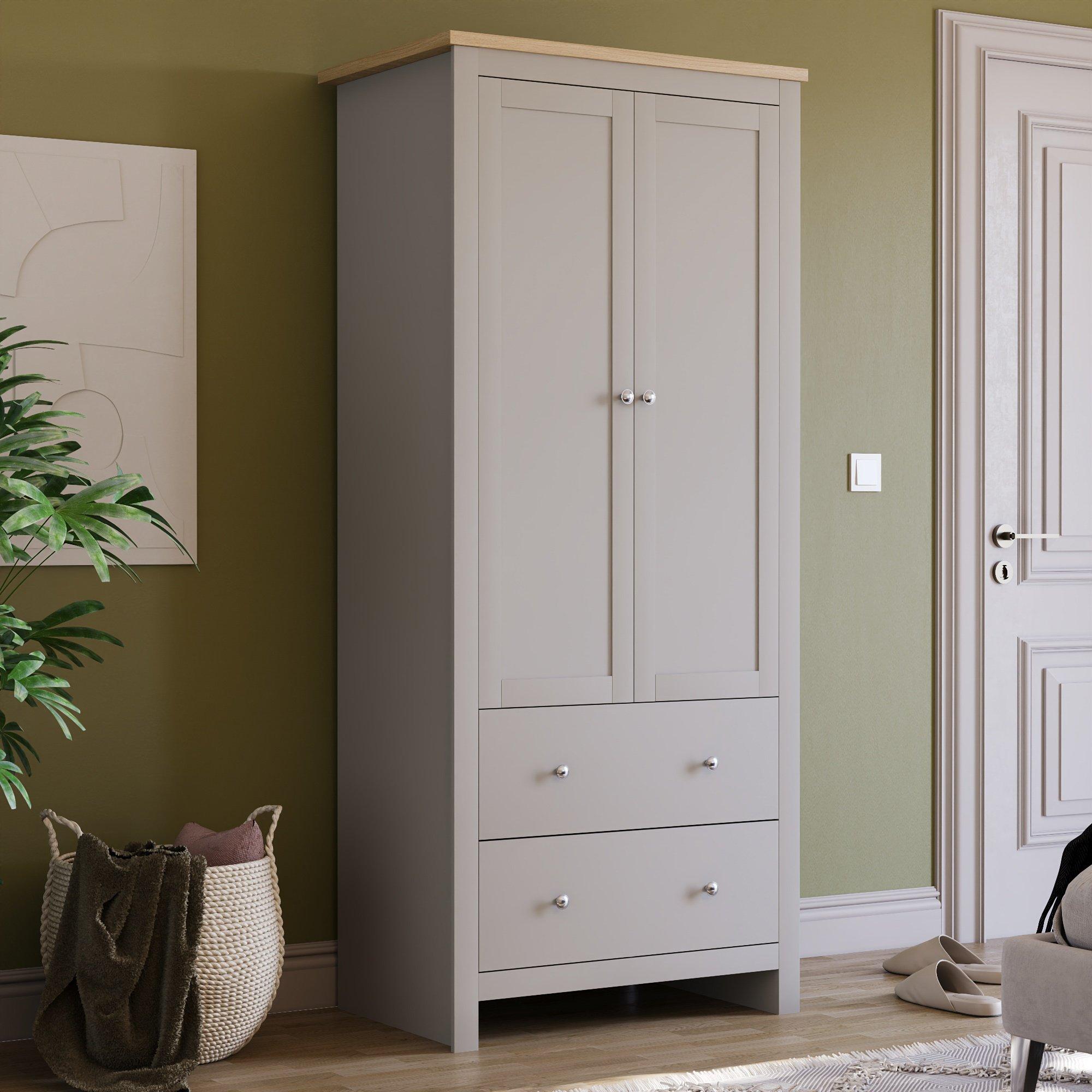 Grey - Lassic - Vida Designs Arlington 2 Door 2 Drawer Wardrobe - 1