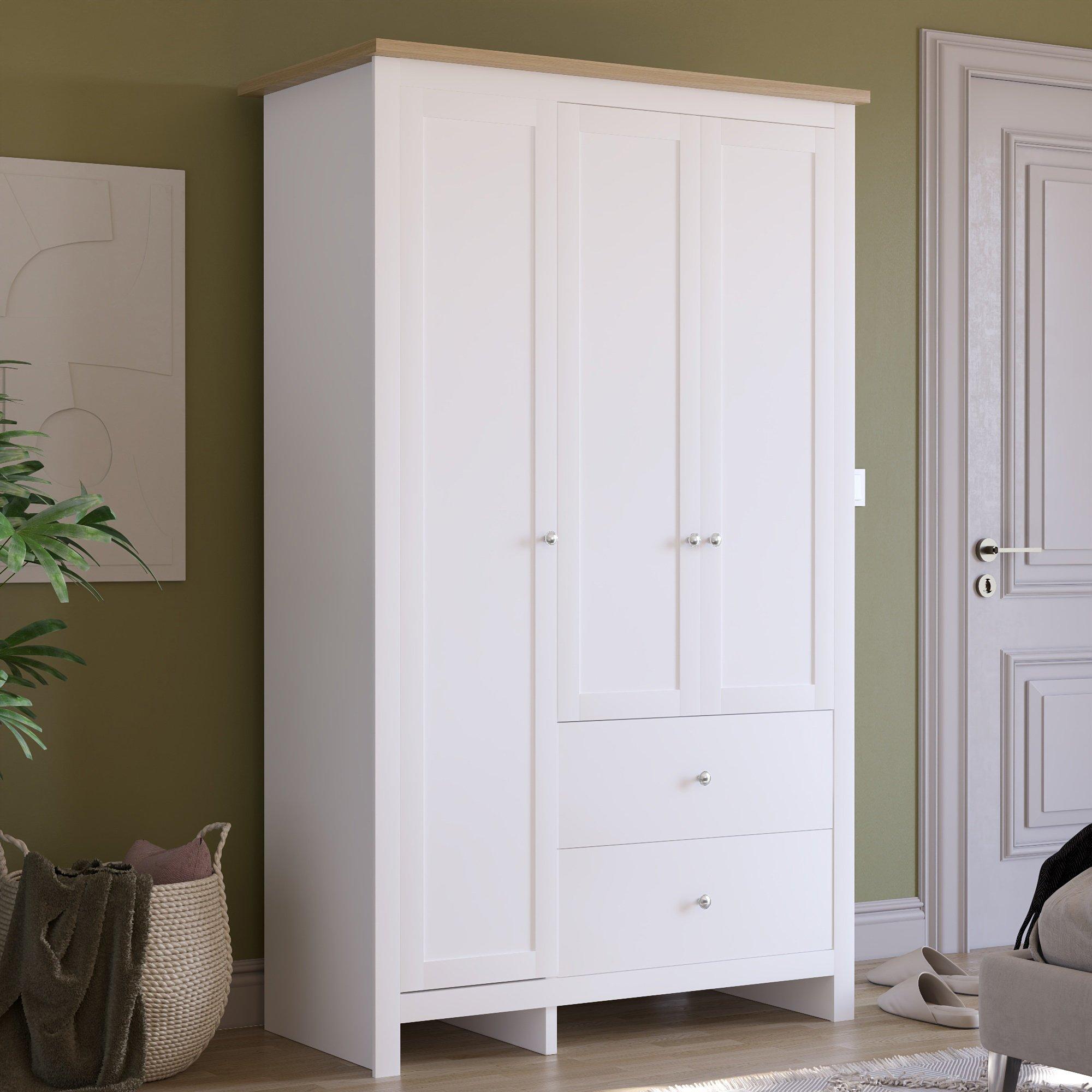 White - Lassic - Vida Designs Arlington 3 Door 2 Drawer Wardrobe - 1
