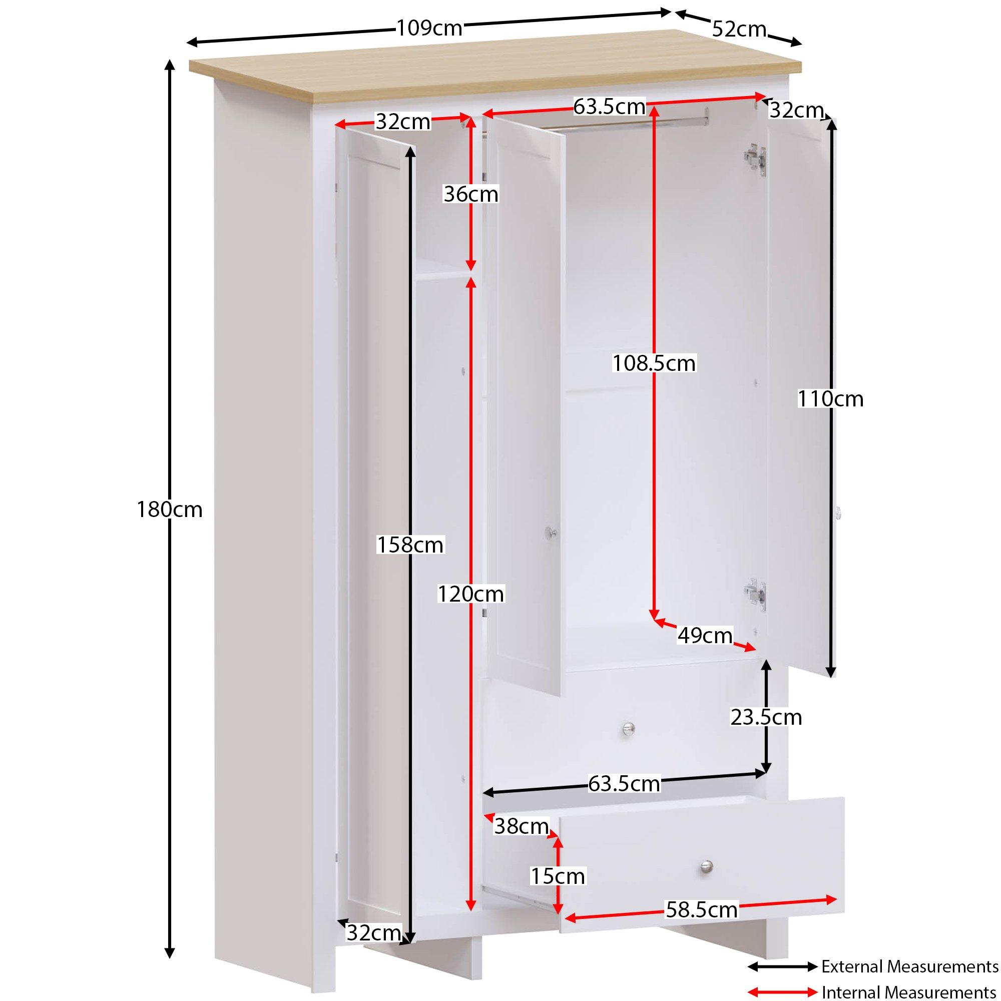 White - Lassic - Vida Designs Arlington 3 Door 2 Drawer Wardrobe - 2