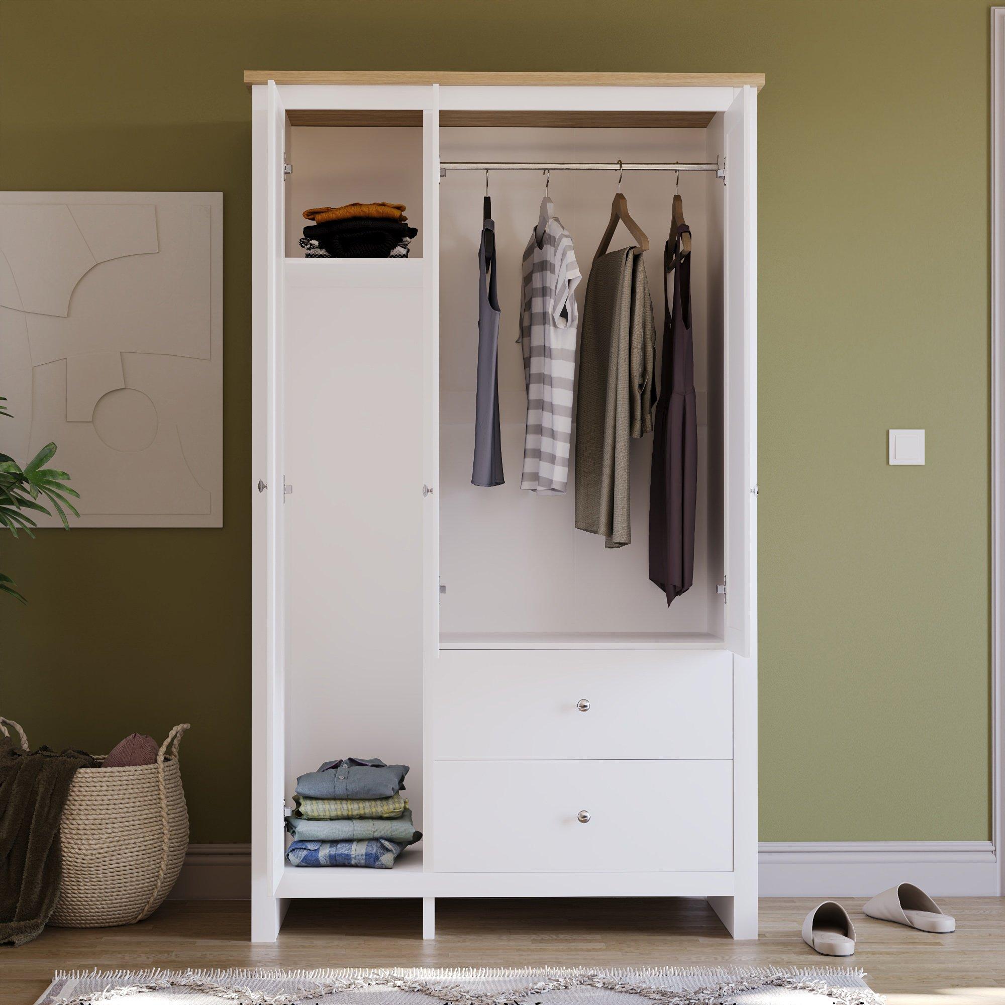 White - Lassic - Vida Designs Arlington 3 Door 2 Drawer Wardrobe - 4