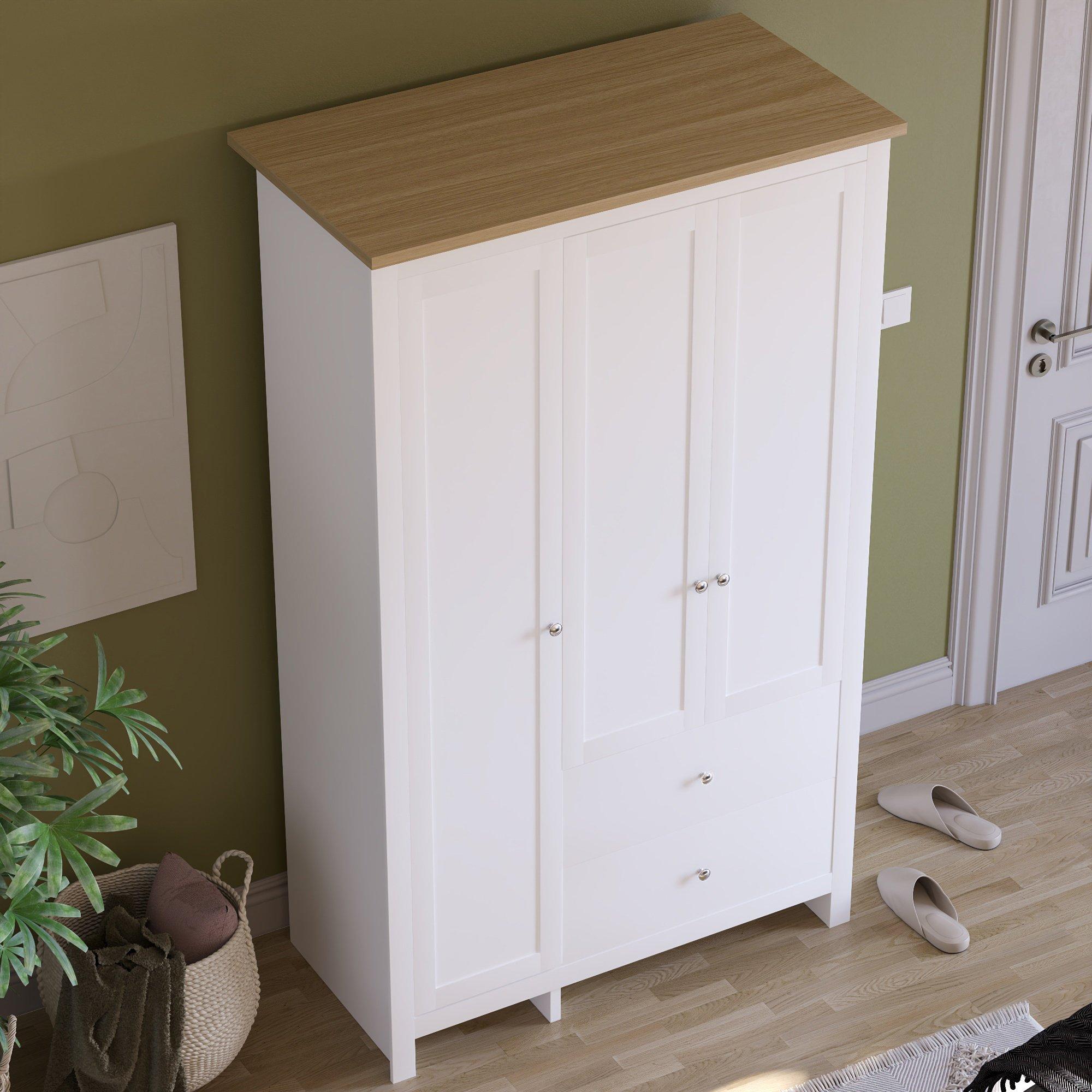 White - Lassic - Vida Designs Arlington 3 Door 2 Drawer Wardrobe - 5