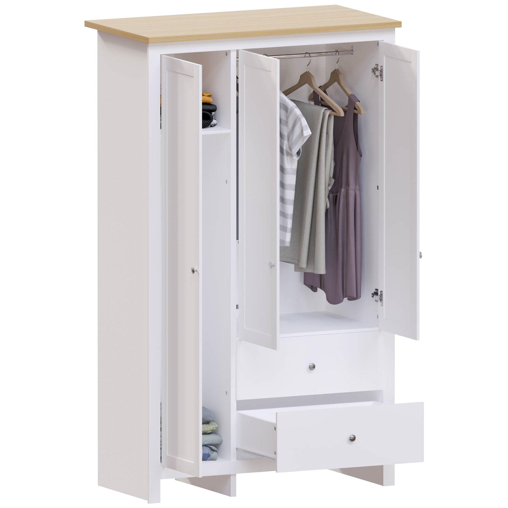 White - Lassic - Vida Designs Arlington 3 Door 2 Drawer Wardrobe - 9