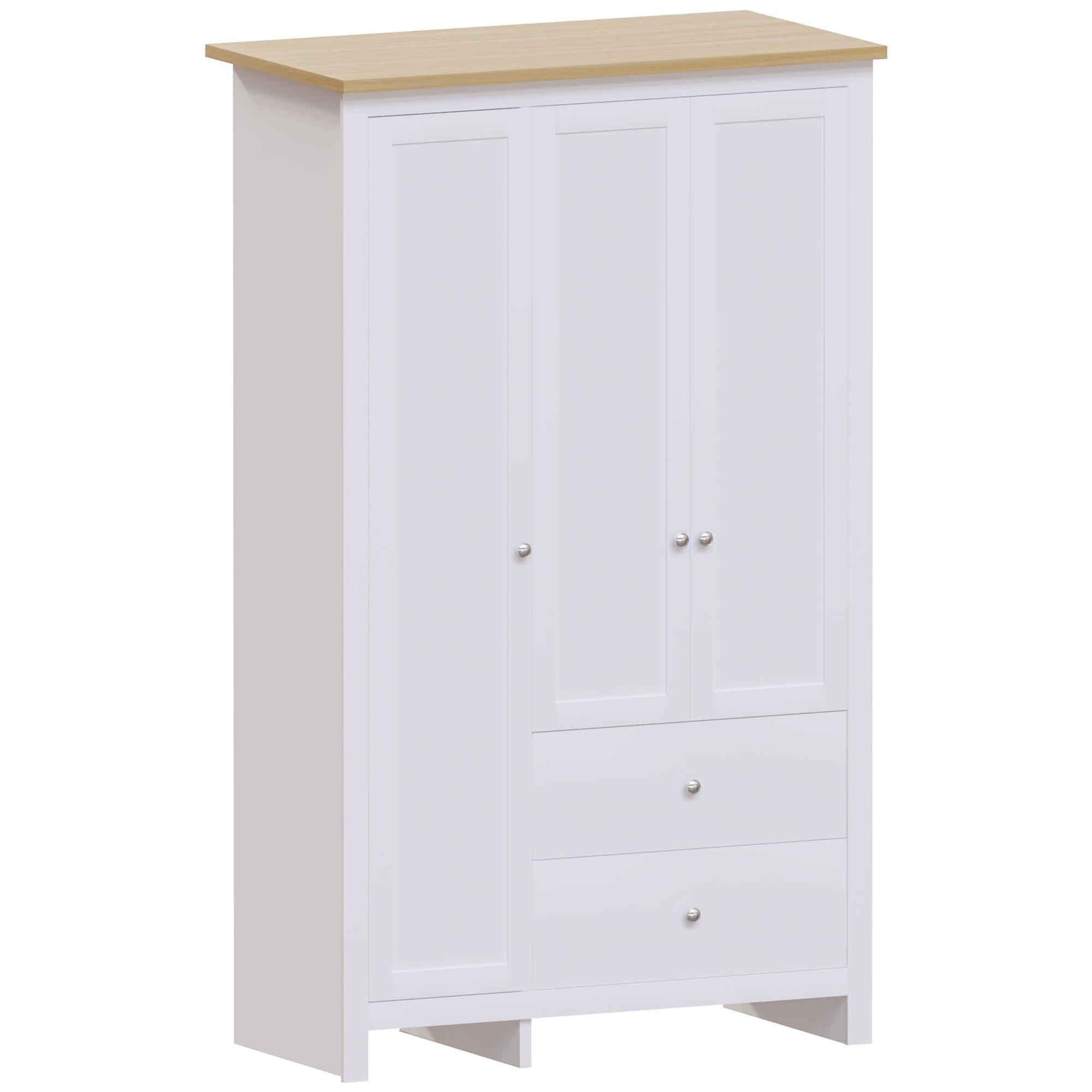 White - Lassic - Vida Designs Arlington 3 Door 2 Drawer Wardrobe - 10