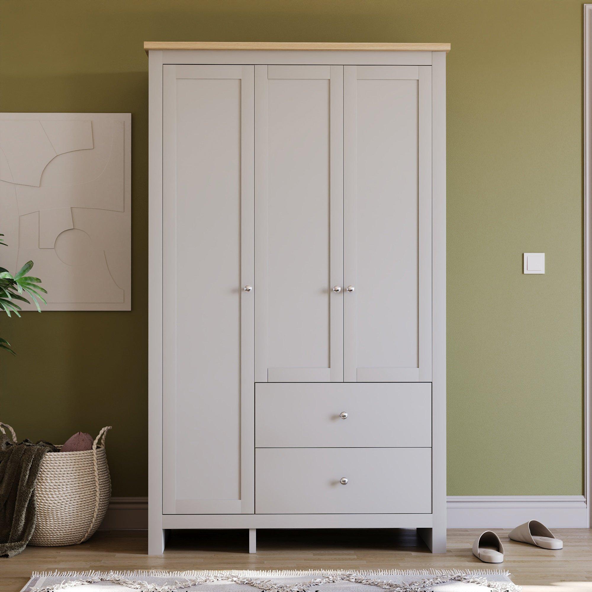 Grey - Lassic - Vida Designs Arlington 3 Door 2 Drawer Wardrobe - 3