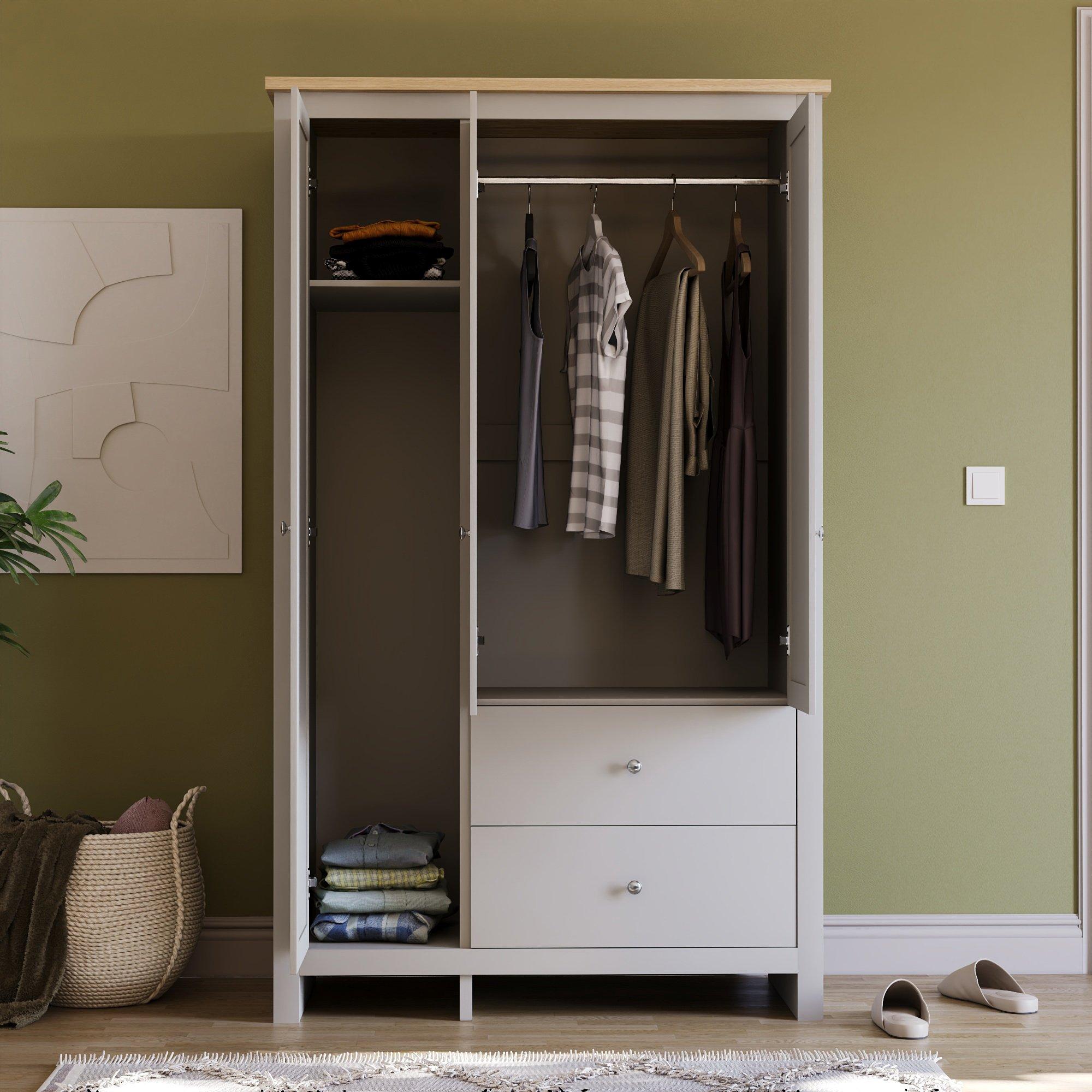 Grey - Lassic - Vida Designs Arlington 3 Door 2 Drawer Wardrobe - 4
