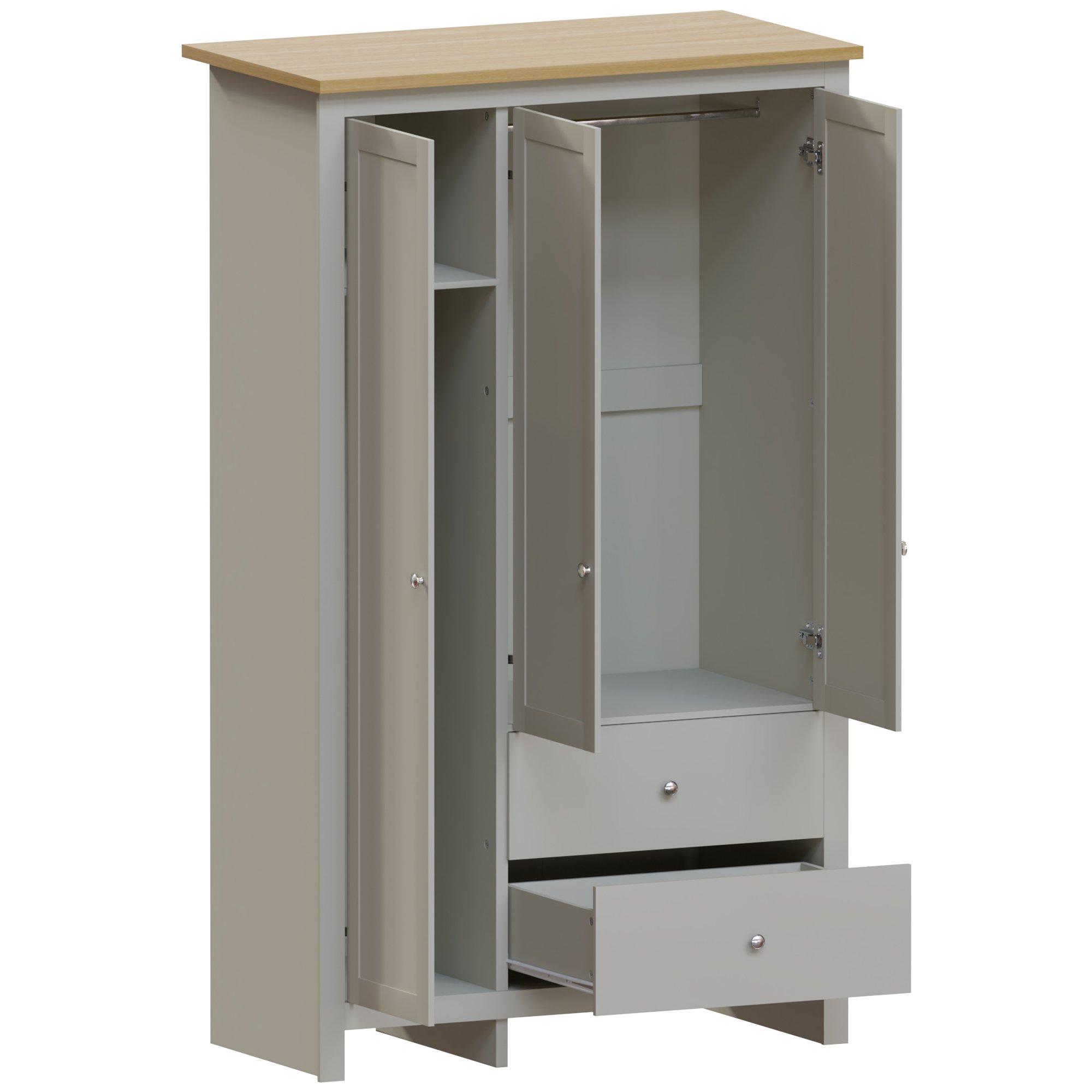 Grey - Lassic - Vida Designs Arlington 3 Door 2 Drawer Wardrobe - 8
