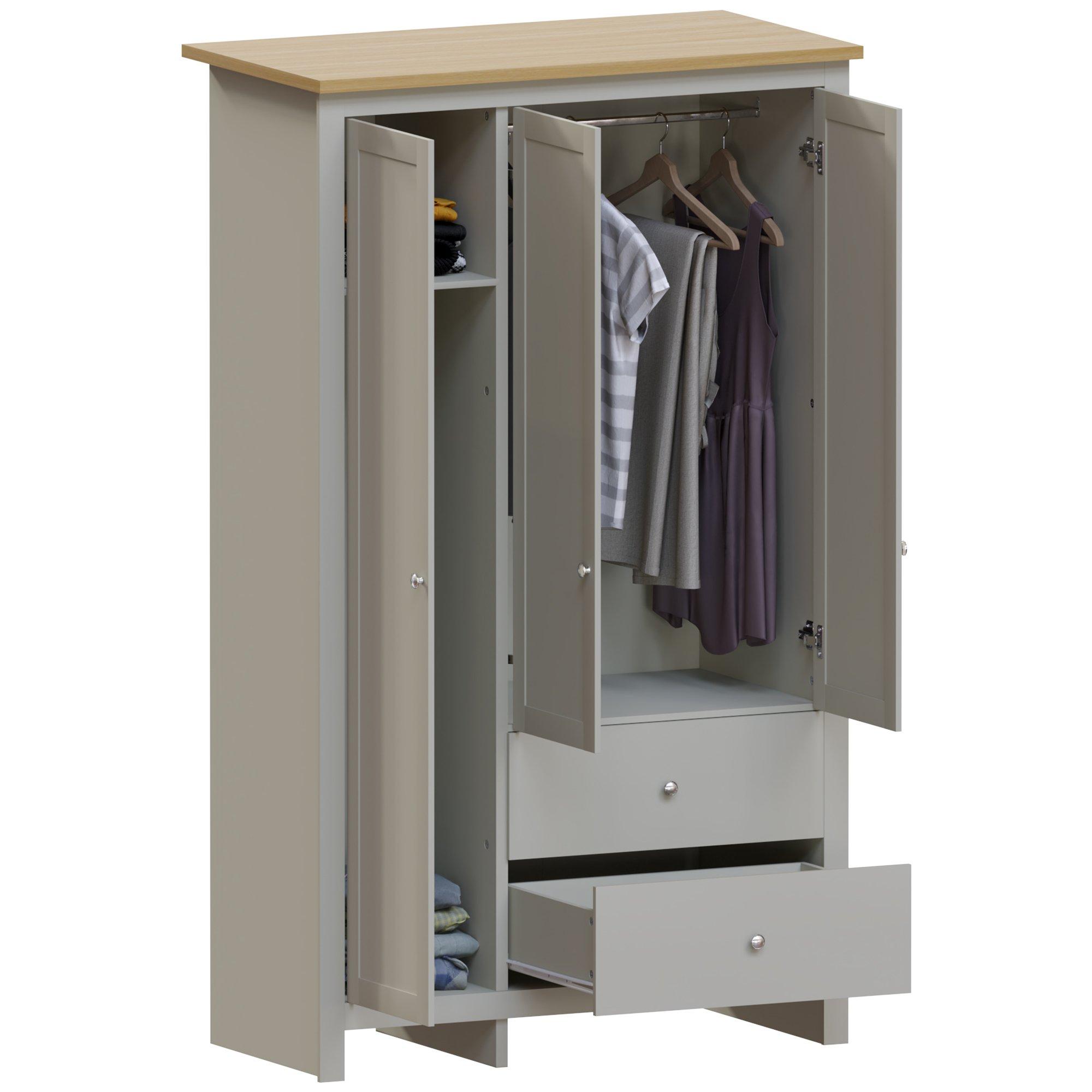 Grey - Lassic - Vida Designs Arlington 3 Door 2 Drawer Wardrobe - 9