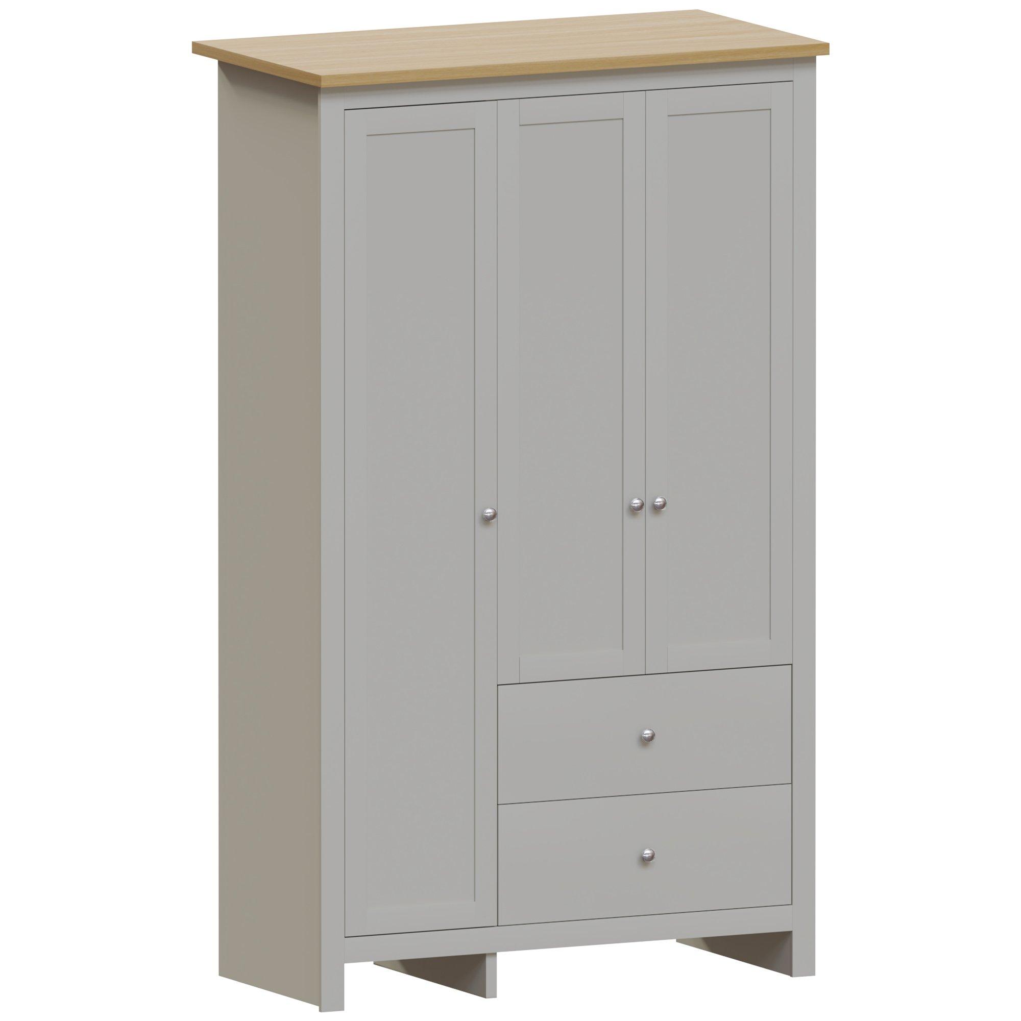 Grey - Lassic - Vida Designs Arlington 3 Door 2 Drawer Wardrobe - 10