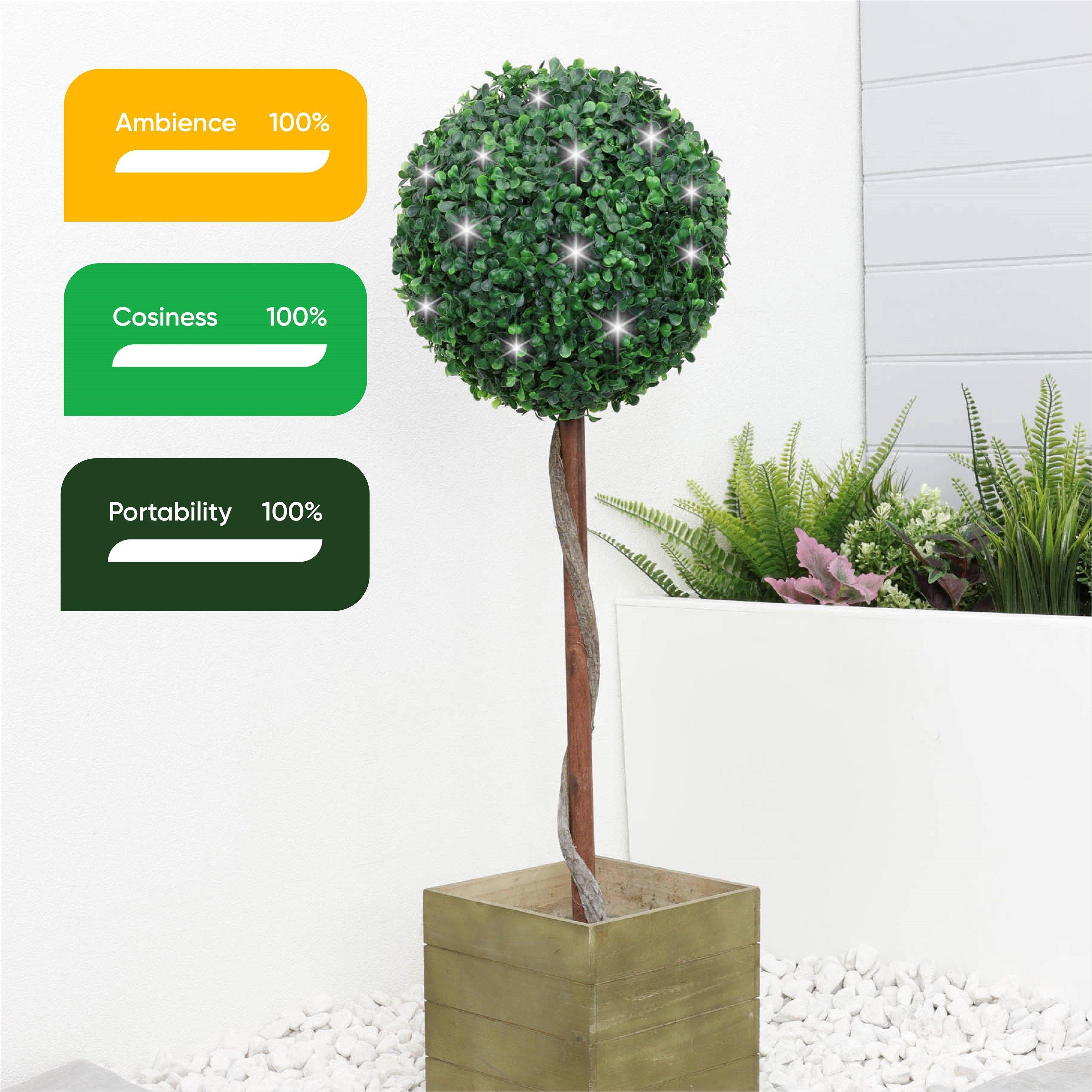 Green/Brown - Streetwize - Solar Single Bay Ball Tree in Pot - 3