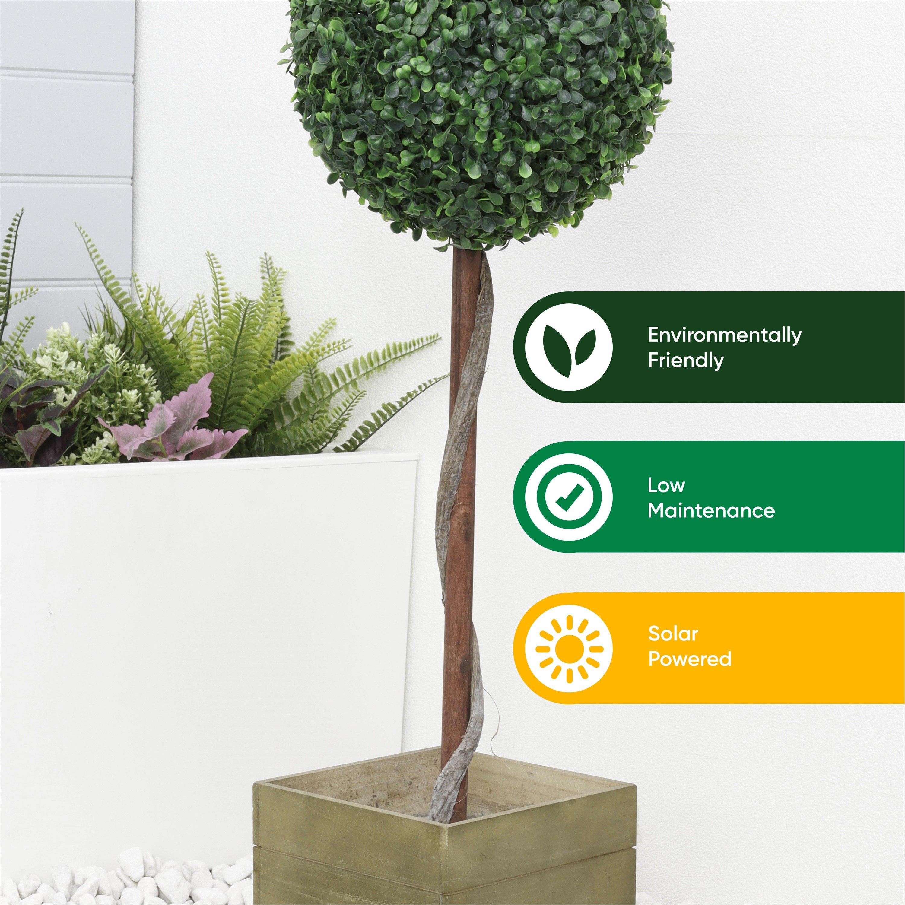 Green/Brown - Streetwize - Solar Single Bay Ball Tree in Pot - 4