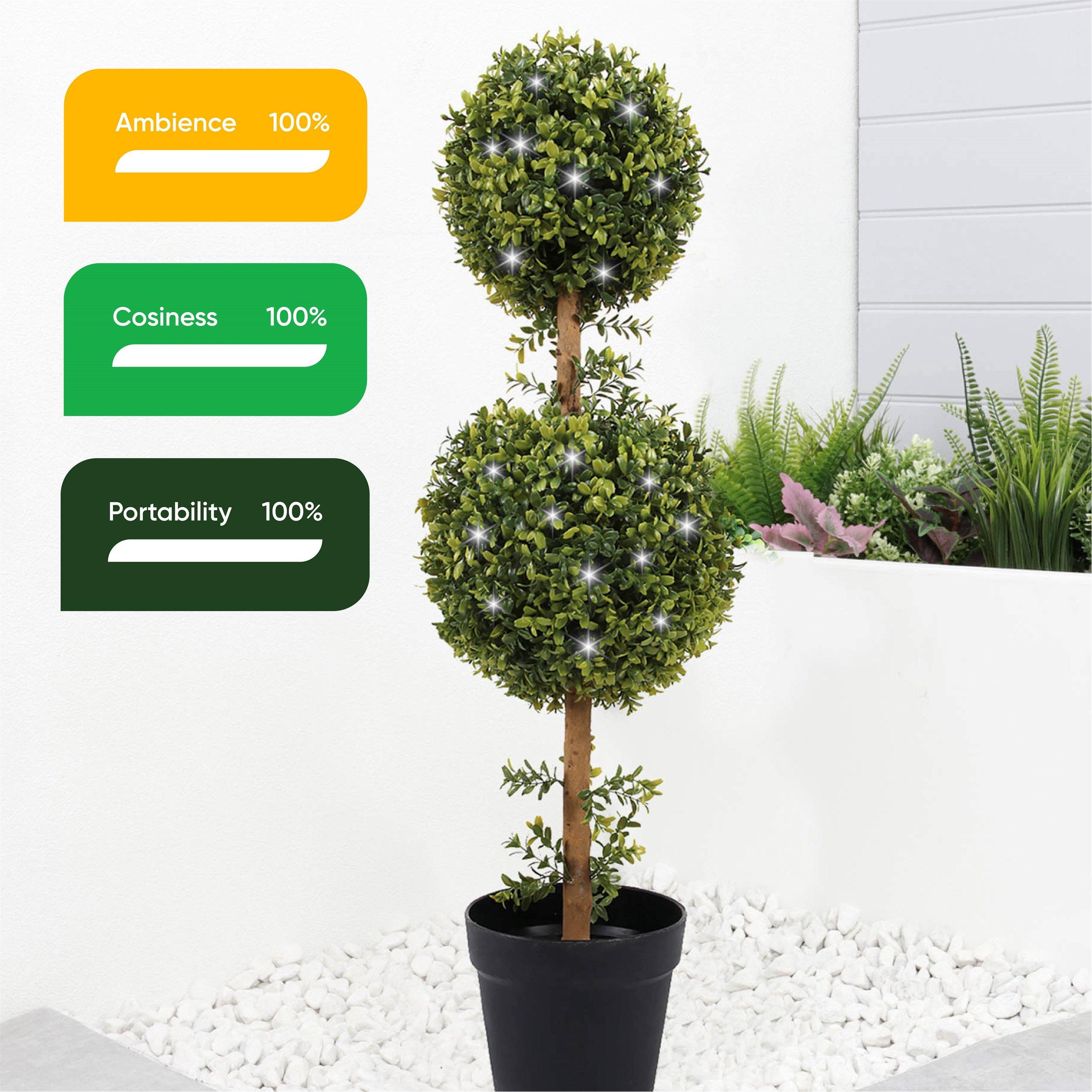 Green - Streetwize - Solar Double Bay Ball Tree in Pot - 3