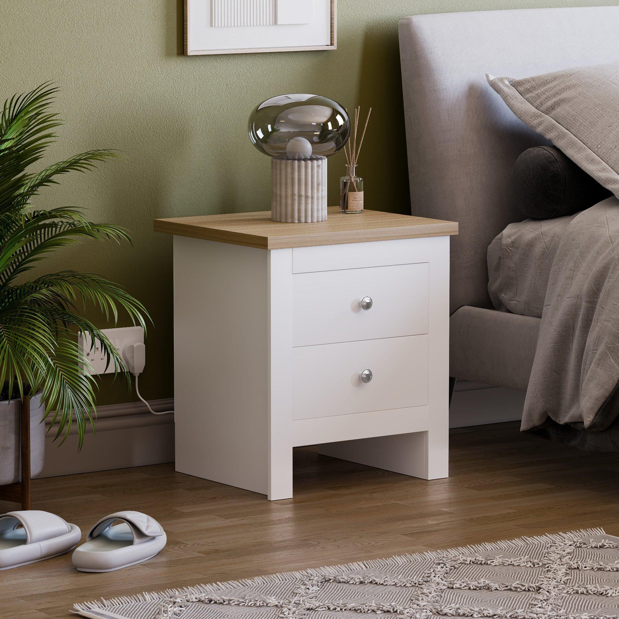 Lassic  Vida Designs Arlington 2 Drawer Bedside Chest - White - 2 Drawer