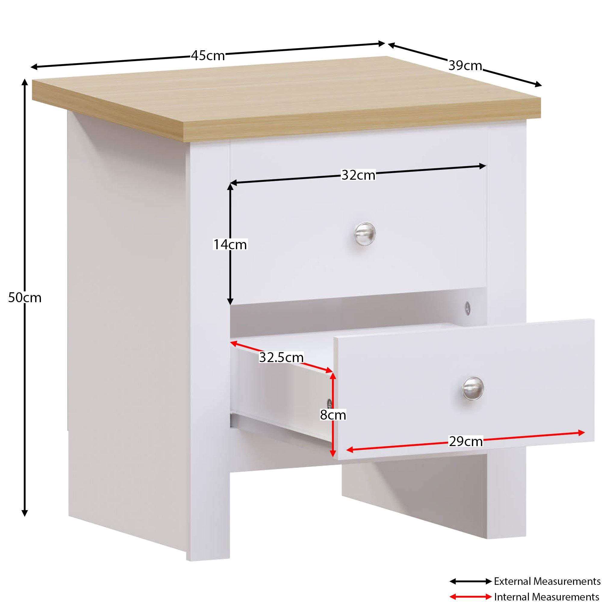 White - Lassic - Vida Designs Arlington 2 Drawer Bedside Chest - 2