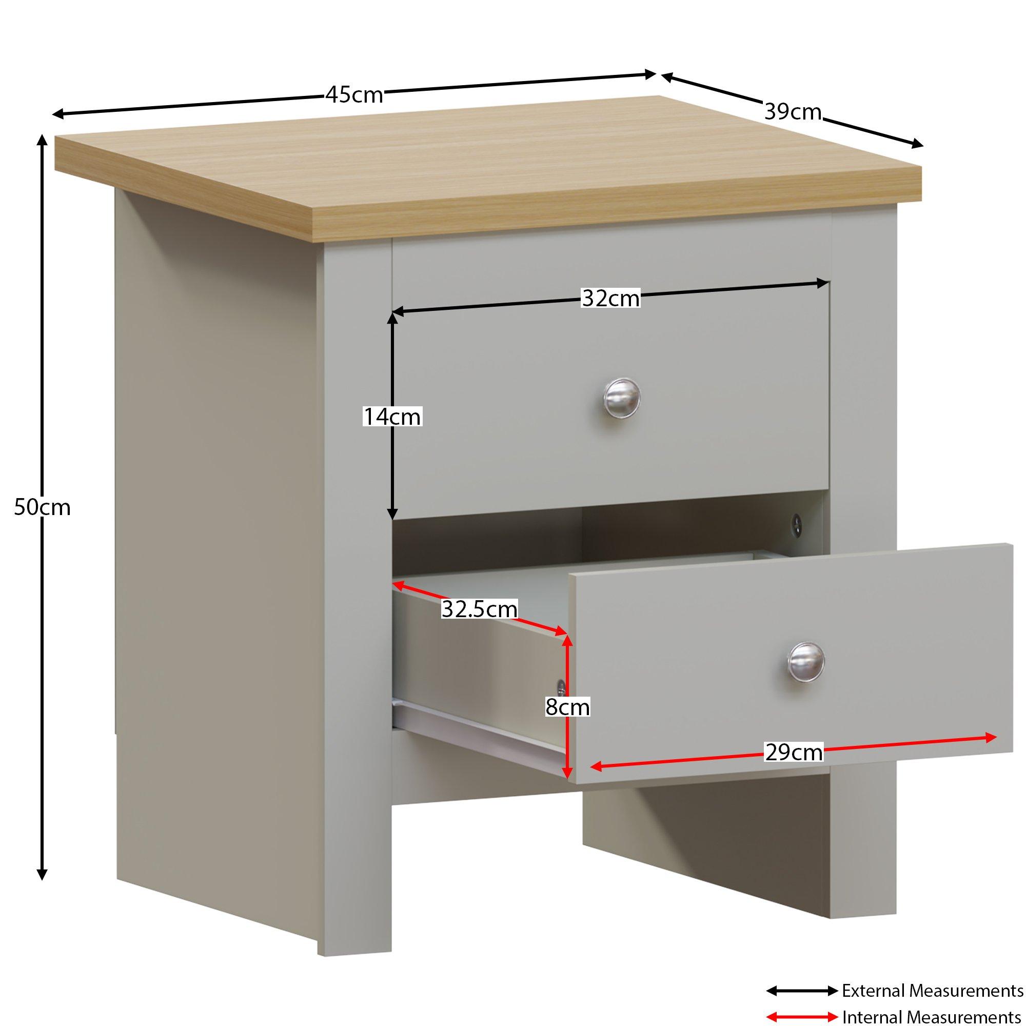 Grey - Lassic - Vida Designs Arlington 2 Drawer Bedside Chest - 2