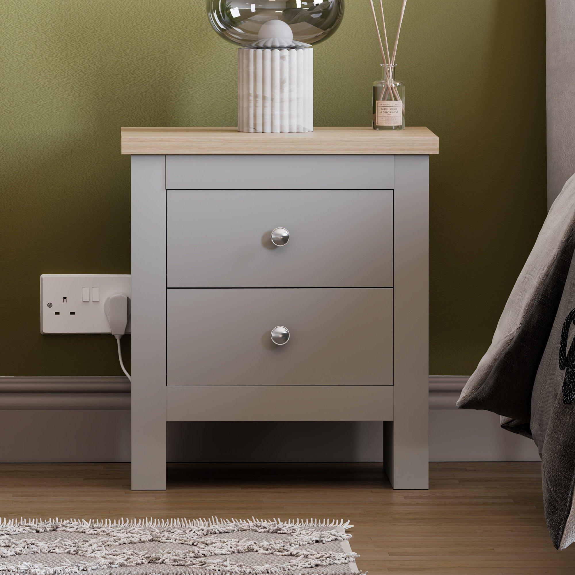 Grey - Lassic - Vida Designs Arlington 2 Drawer Bedside Chest - 3