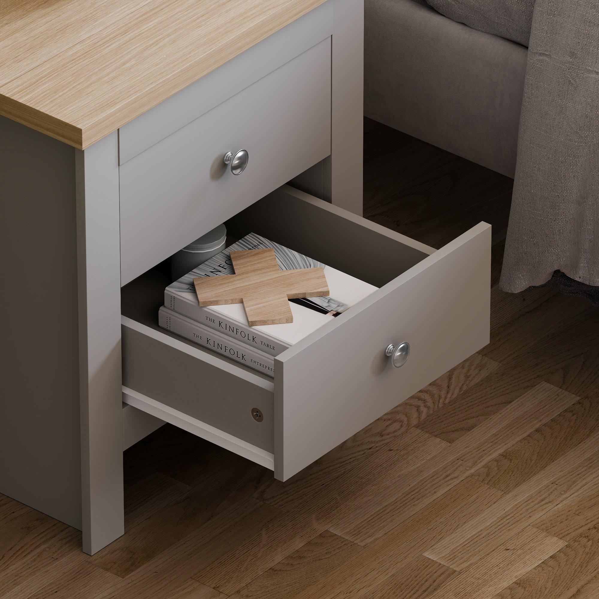 Grey - Lassic - Vida Designs Arlington 2 Drawer Bedside Chest - 5