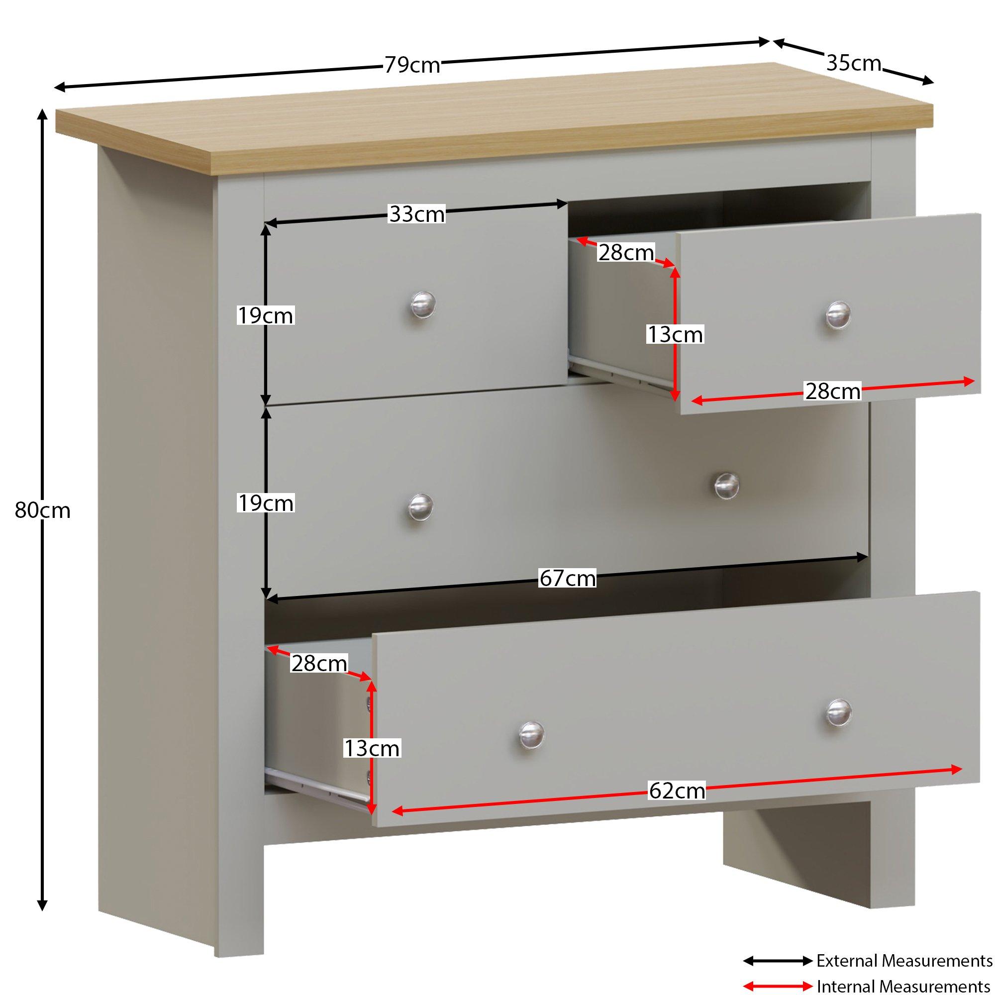 Grey - Lassic - Vida Designs Arlington 2+2 Drawer Chest - 2