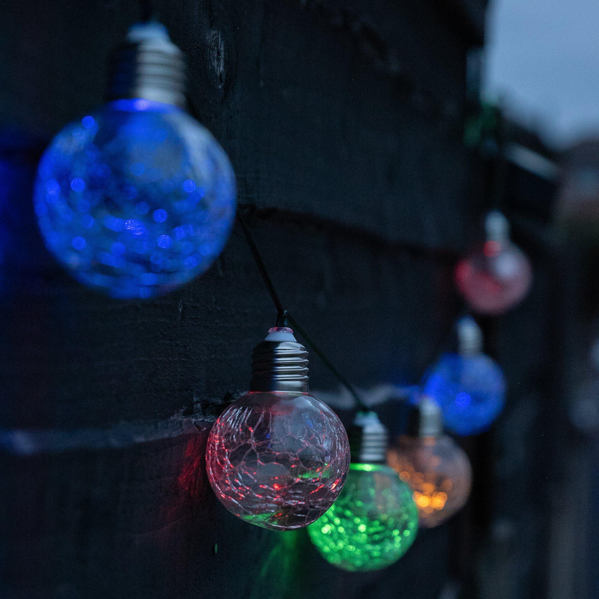 Multi - Streetwize - Set of 10 Crackle Ball Solar String Light - 9