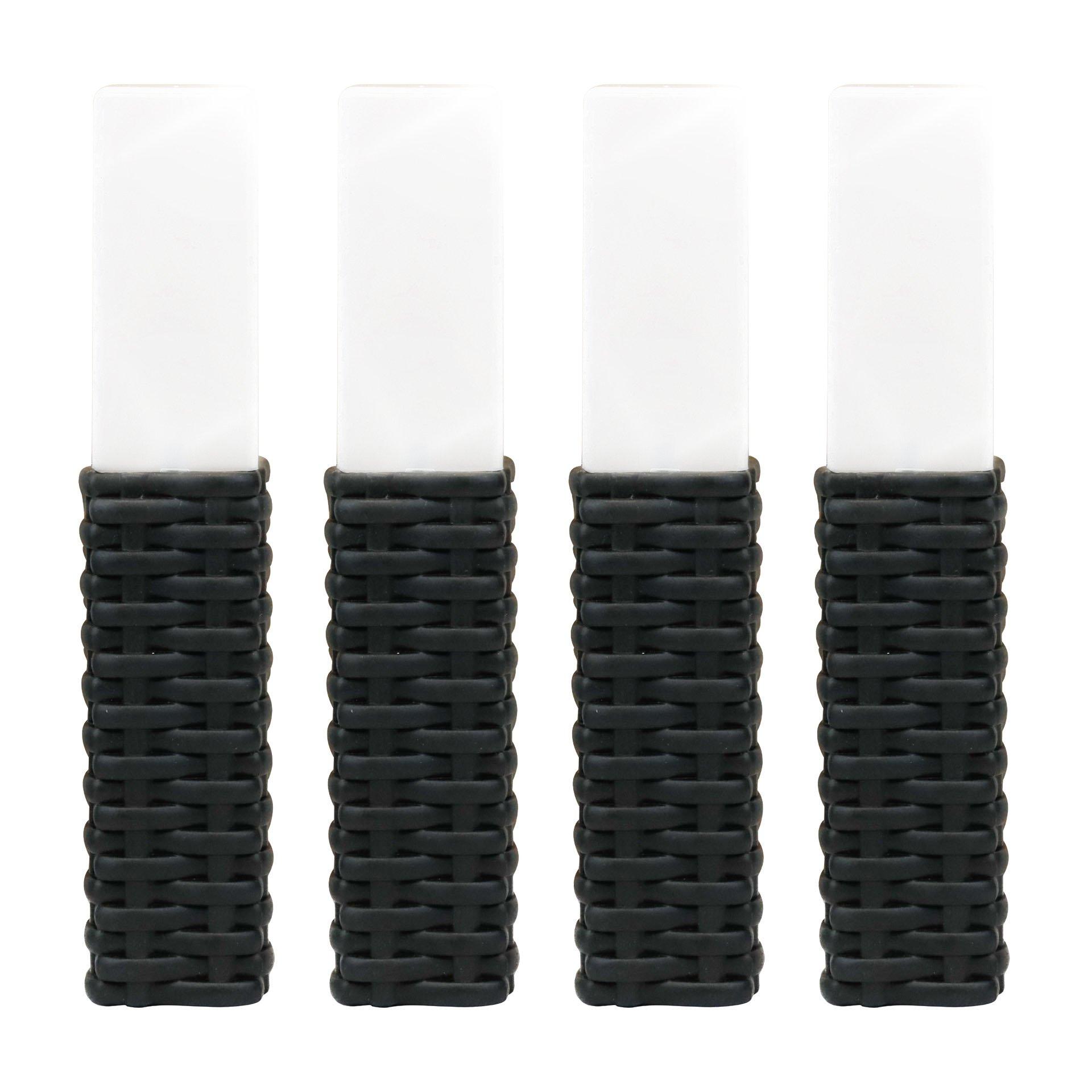 Streetwize  Set Of 4 Solar Rattan Effect Light - Black - H26cm