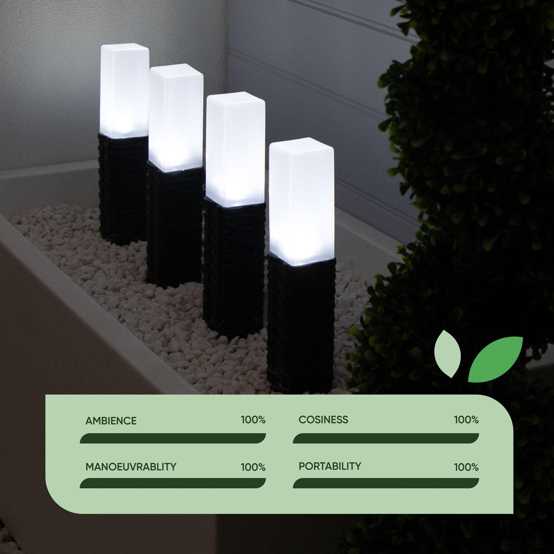 Black - Streetwize - Set of 4 Solar Rattan Effect Light - 6