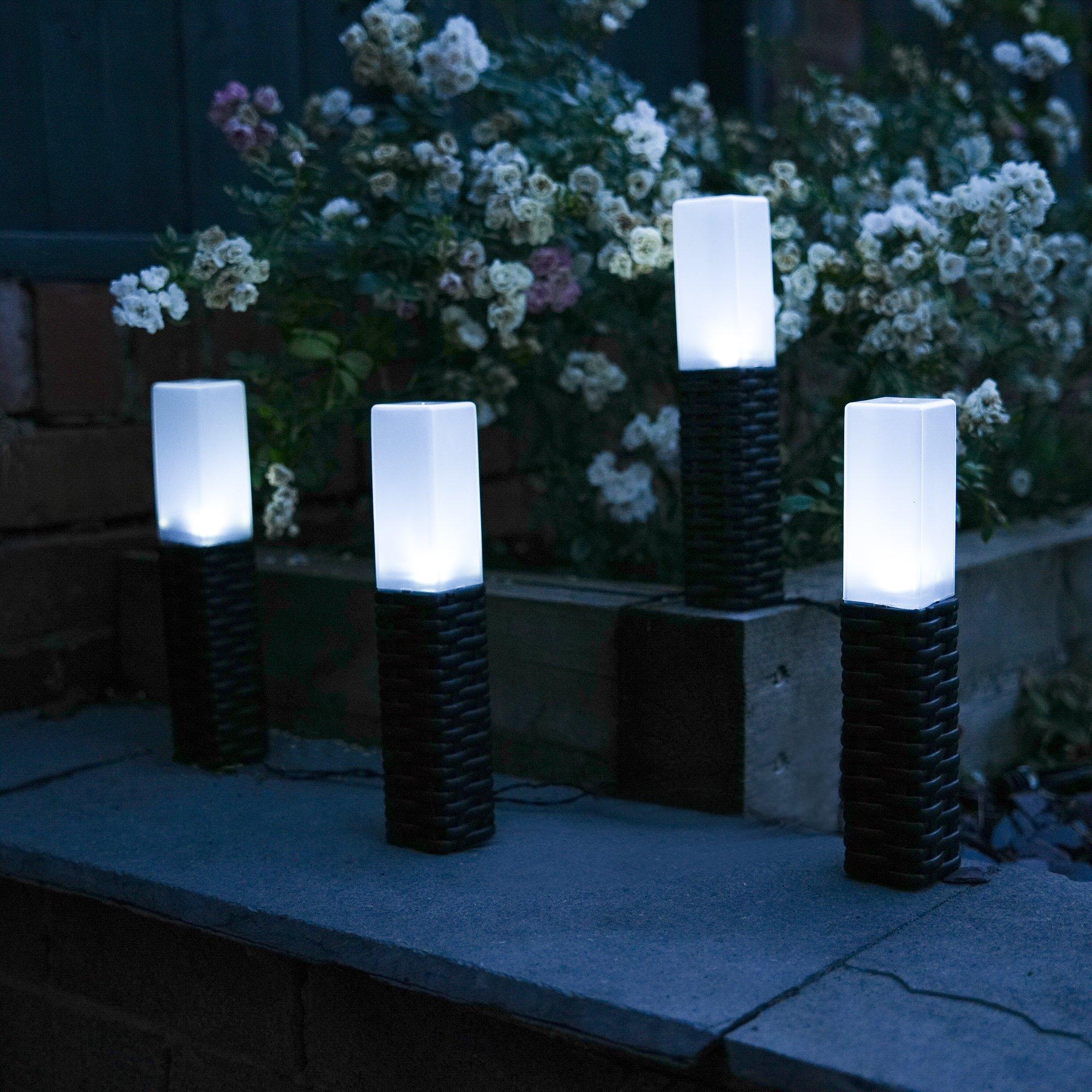 Black - Streetwize - Set of 4 Solar Rattan Effect Light - 9