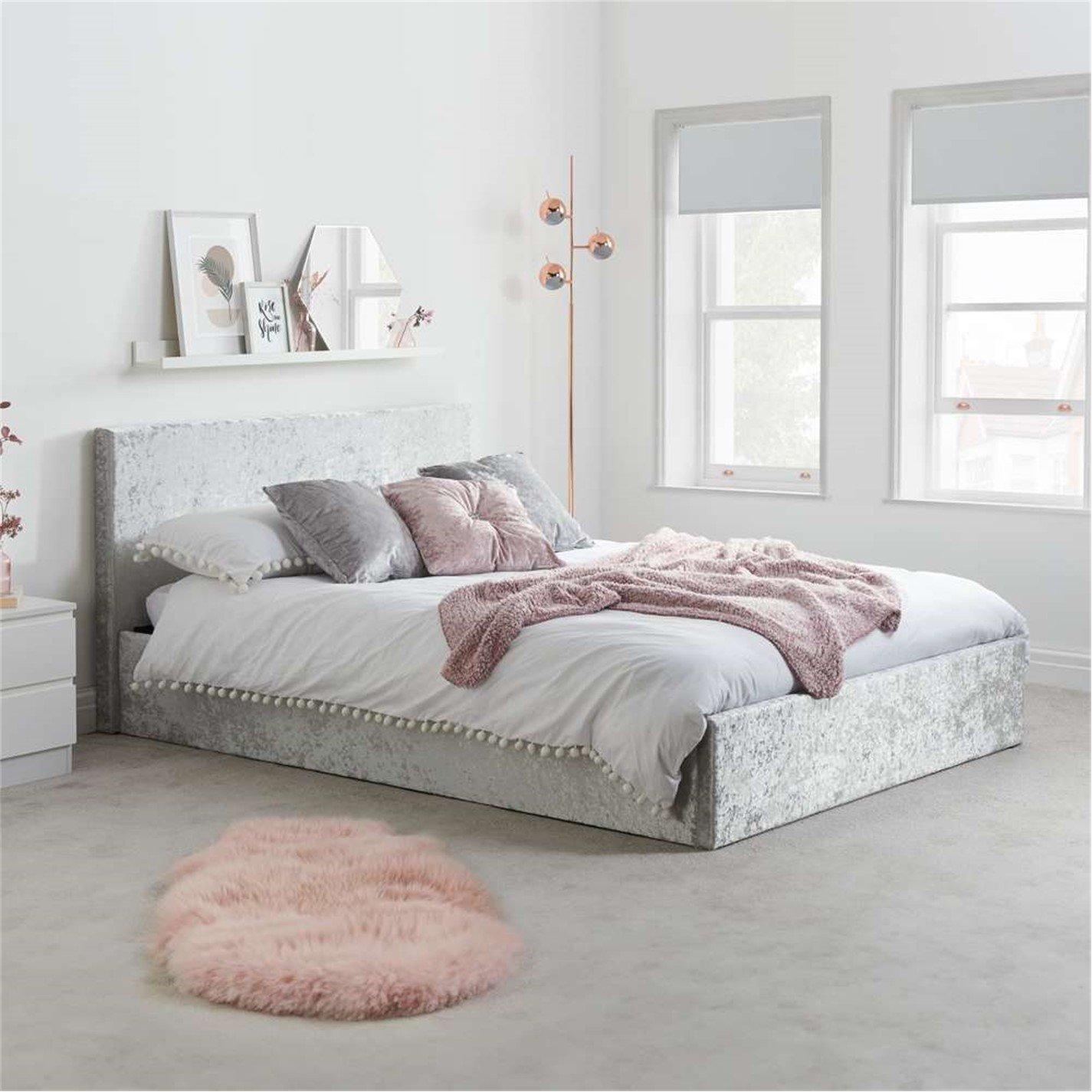 Steel - Birlea - Berlin Ottoman Bed in Crushed Velvet - 1