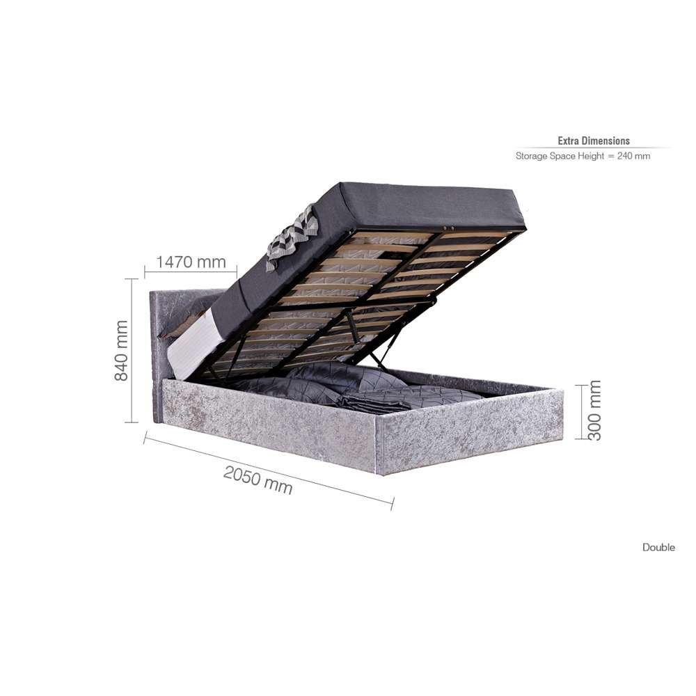 Steel - Birlea - Berlin Ottoman Bed in Crushed Velvet - 7