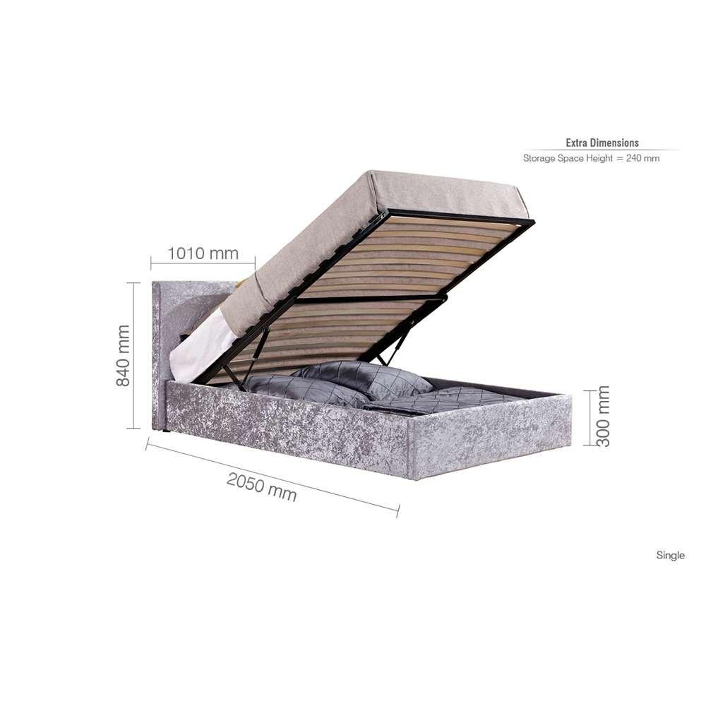 Steel - Birlea - Berlin Ottoman Bed in Crushed Velvet - 10