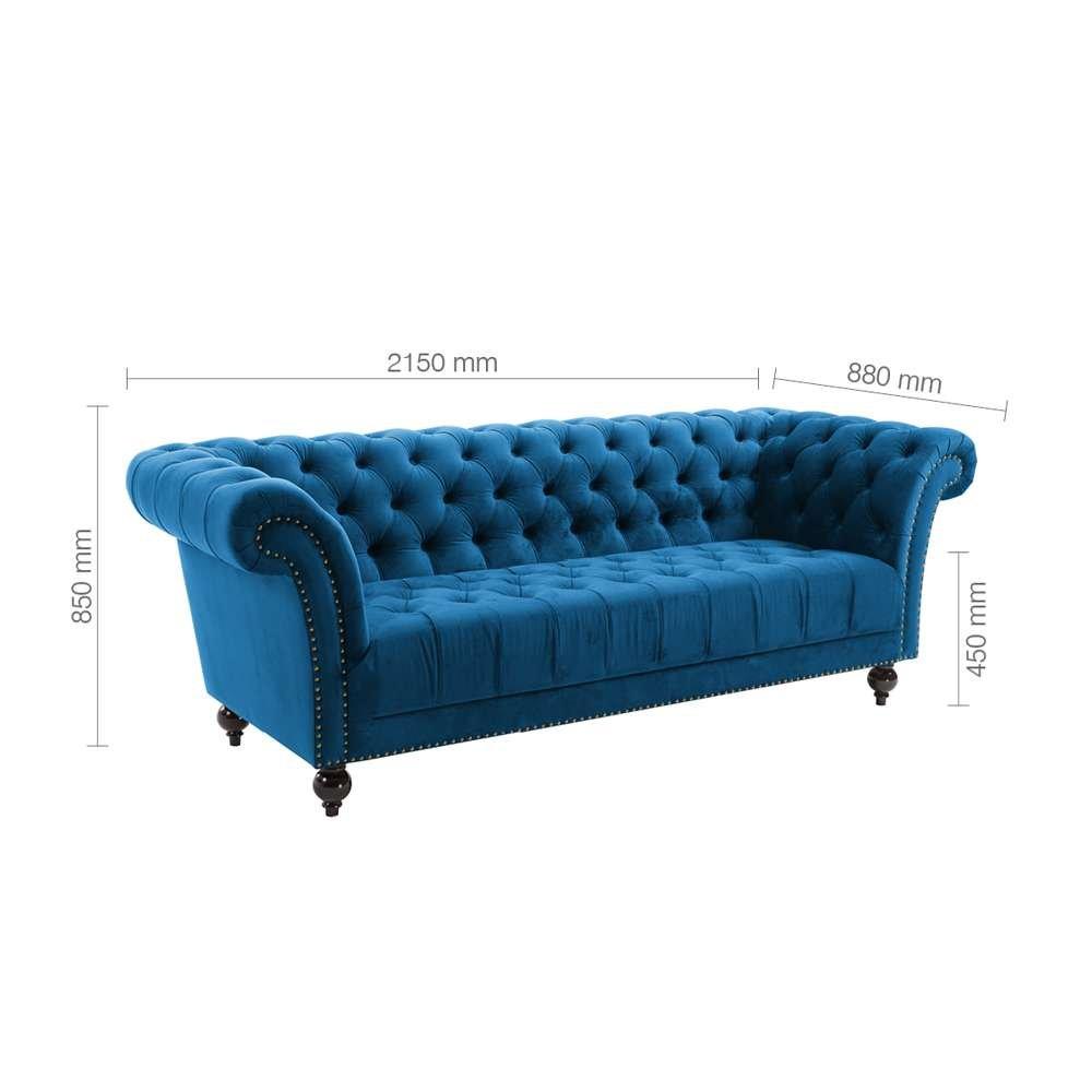 Blue - Birlea - Chester 3 Seater Sofa - 7