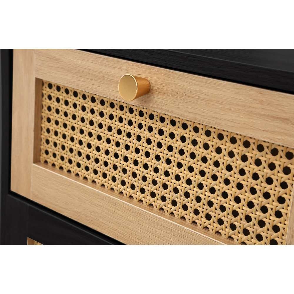 Black - Birlea - Croxley 2 Drawer Rattan Bedside - 3