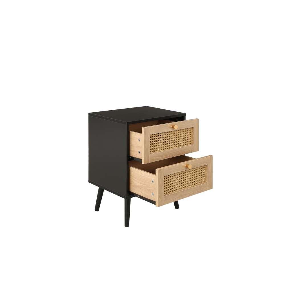 Black - Birlea - Croxley 2 Drawer Rattan Bedside - 5