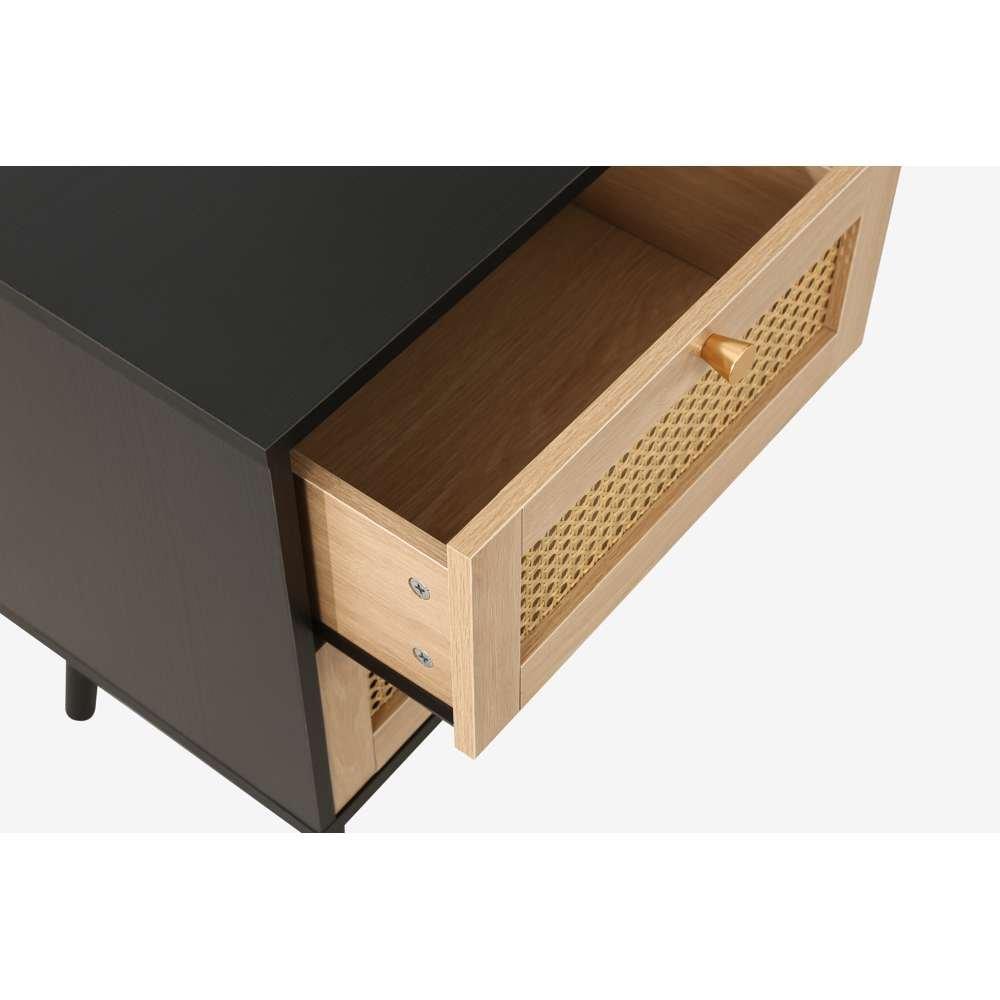 Black - Birlea - Croxley 2 Drawer Rattan Bedside - 7