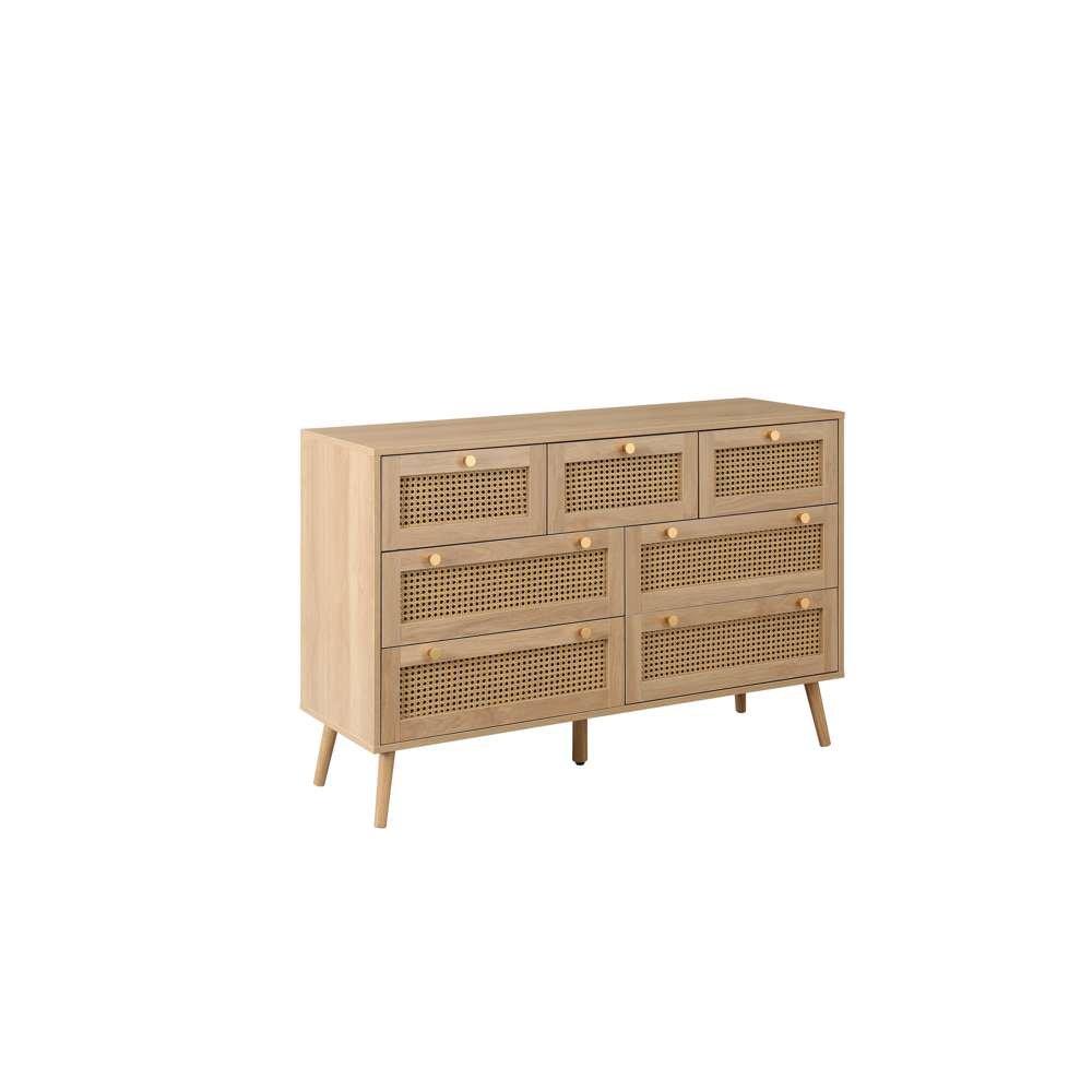 Oak - Birlea - Croxley 7 Drawer Rattan Chest - 2