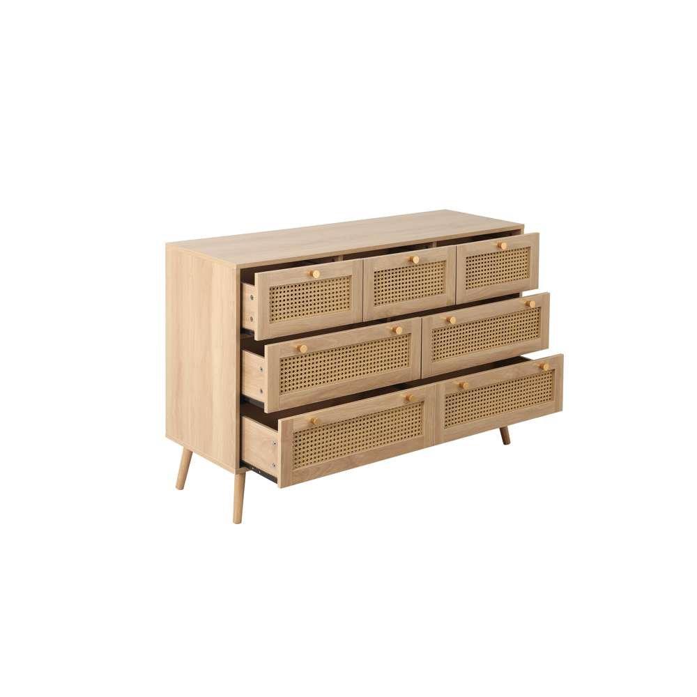 Oak - Birlea - Croxley 7 Drawer Rattan Chest - 3