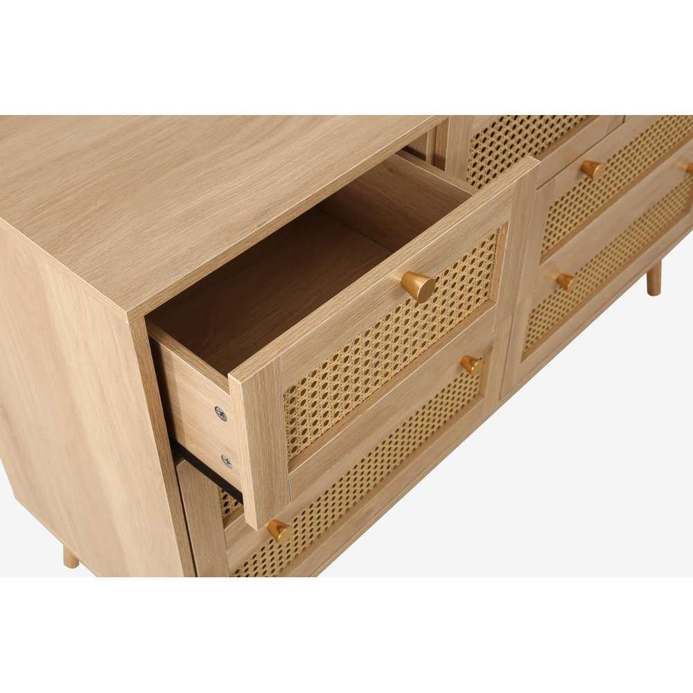 Oak - Birlea - Croxley 7 Drawer Rattan Chest - 5