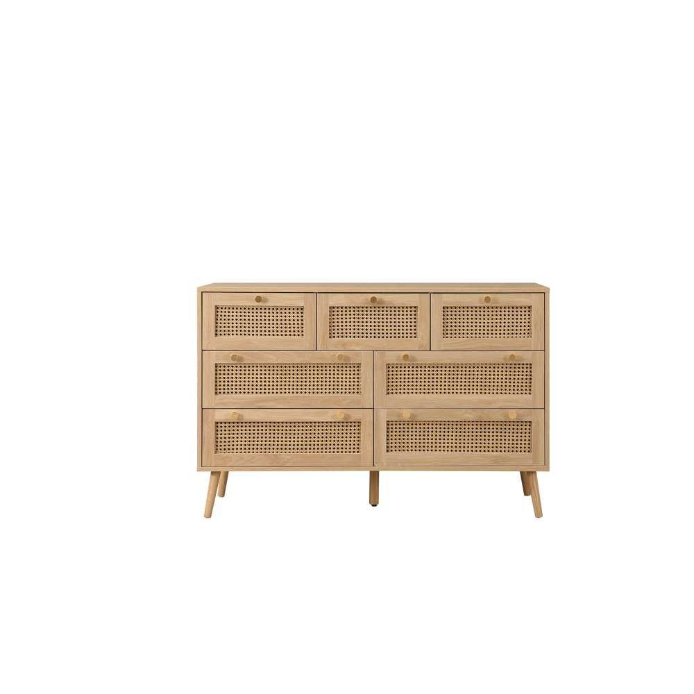Oak - Birlea - Croxley 7 Drawer Rattan Chest - 7