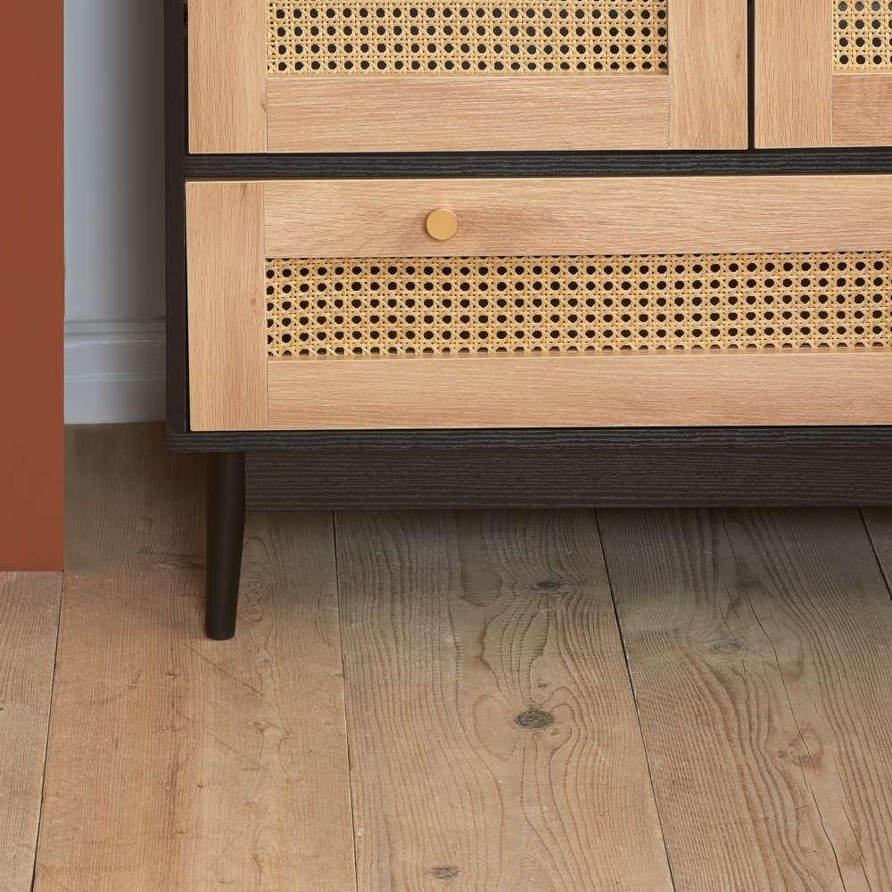 Black - Birlea - Croxley 2 Door 1 Drawer Rattan Wardrobe - 4