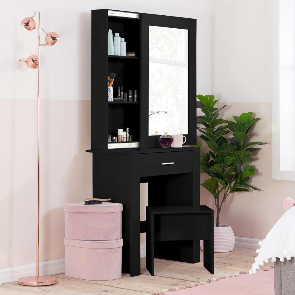 Black - Birlea - Evelyn Sliding Mirror Dressing Table - 2