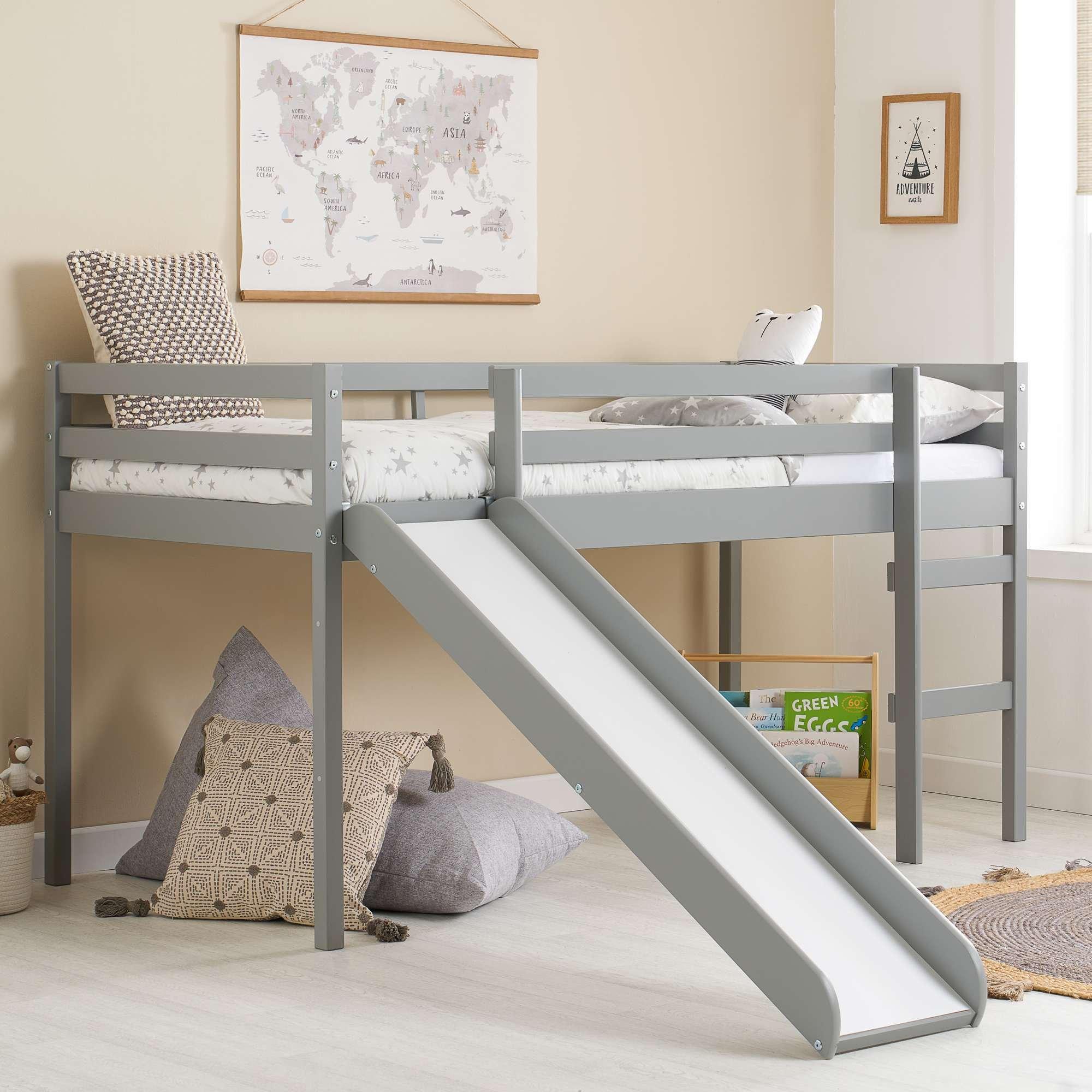 Birlea  Kids Frankie Midi Sleeper With Slide - Grey